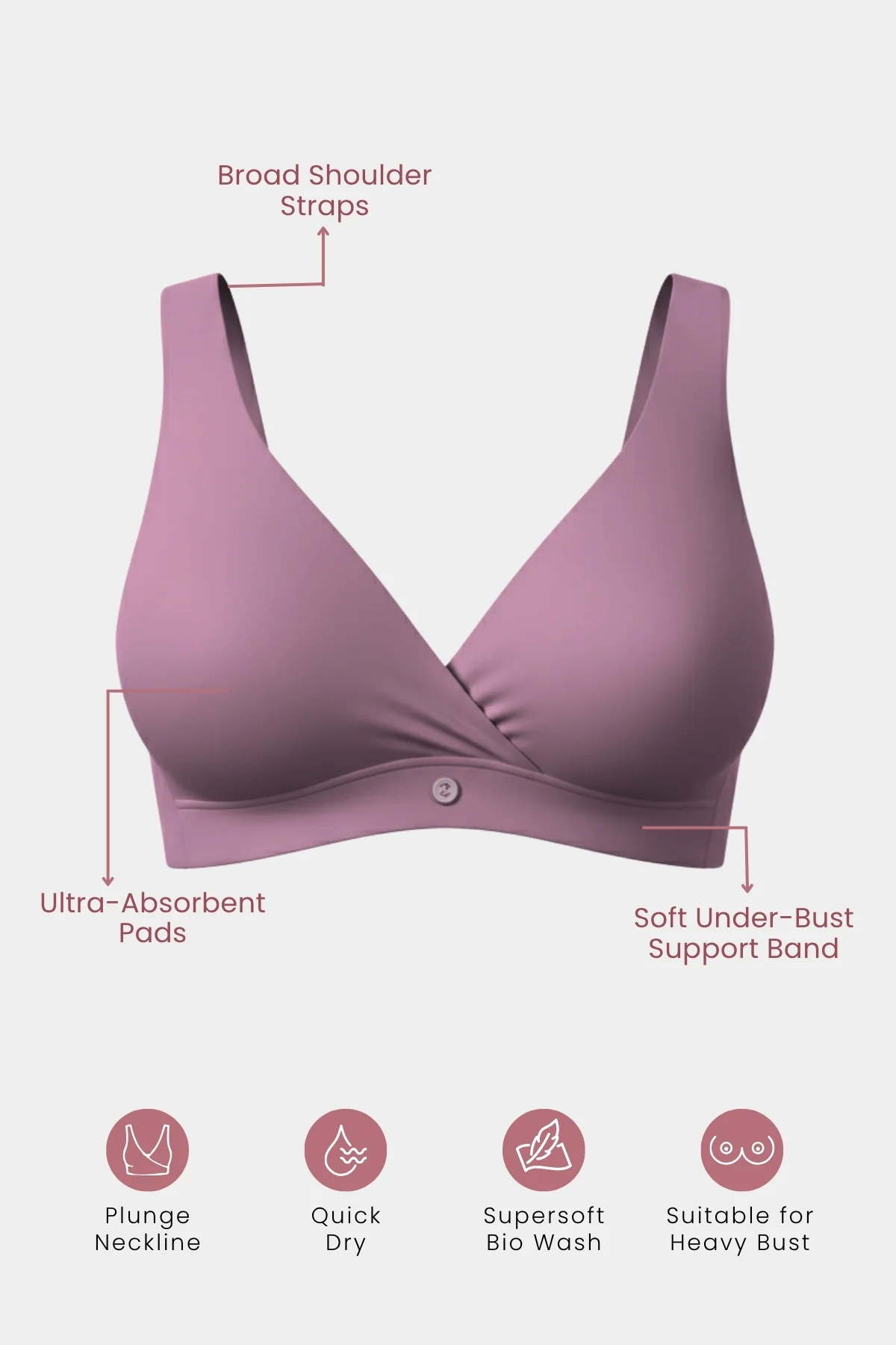 247 (Upgraded) Lilac Modal Padded Maternity Feeding Bra - Image 2
