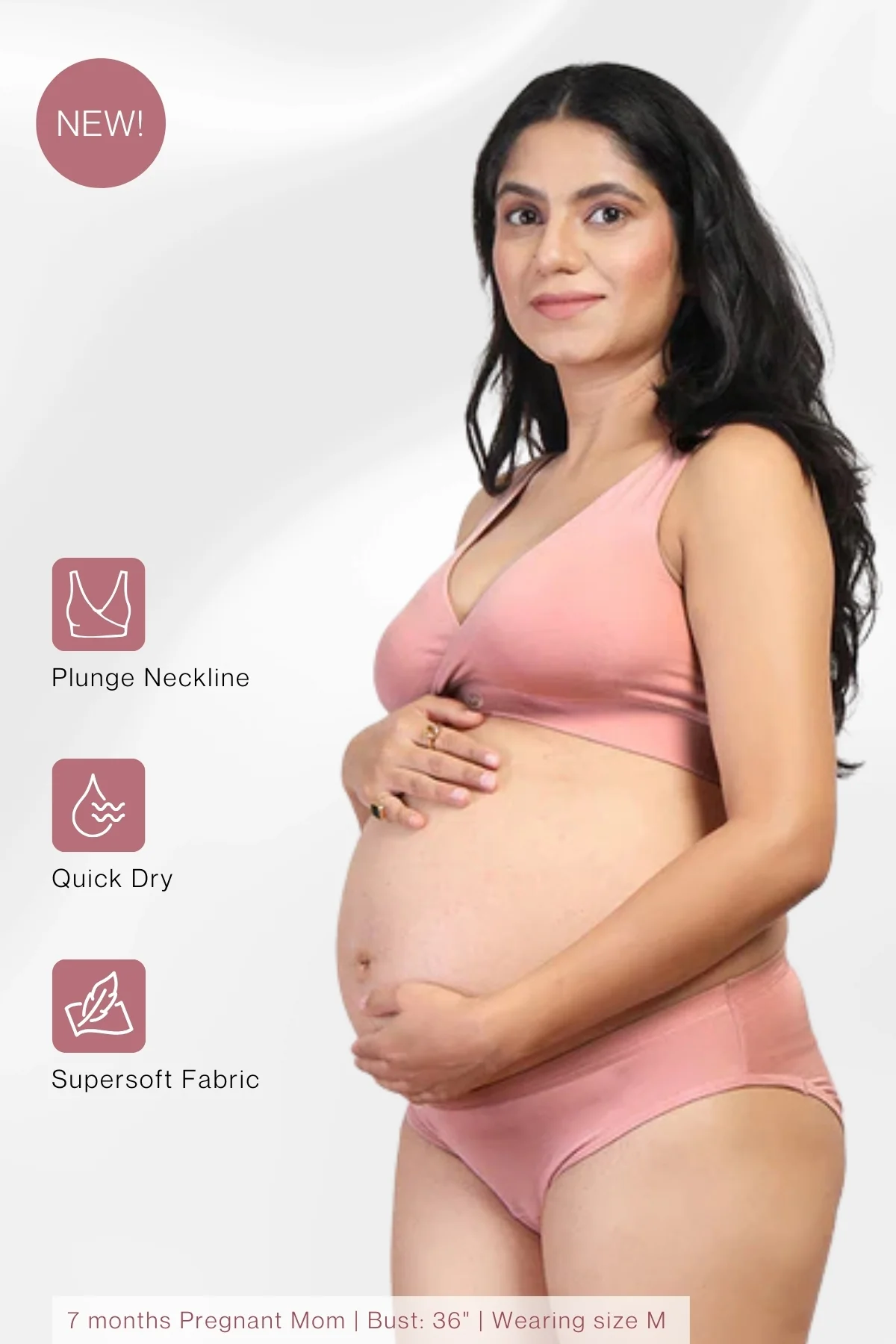 247 (Upgraded) Light Pink Modal Padded Maternity Feeding Bra - Image 14