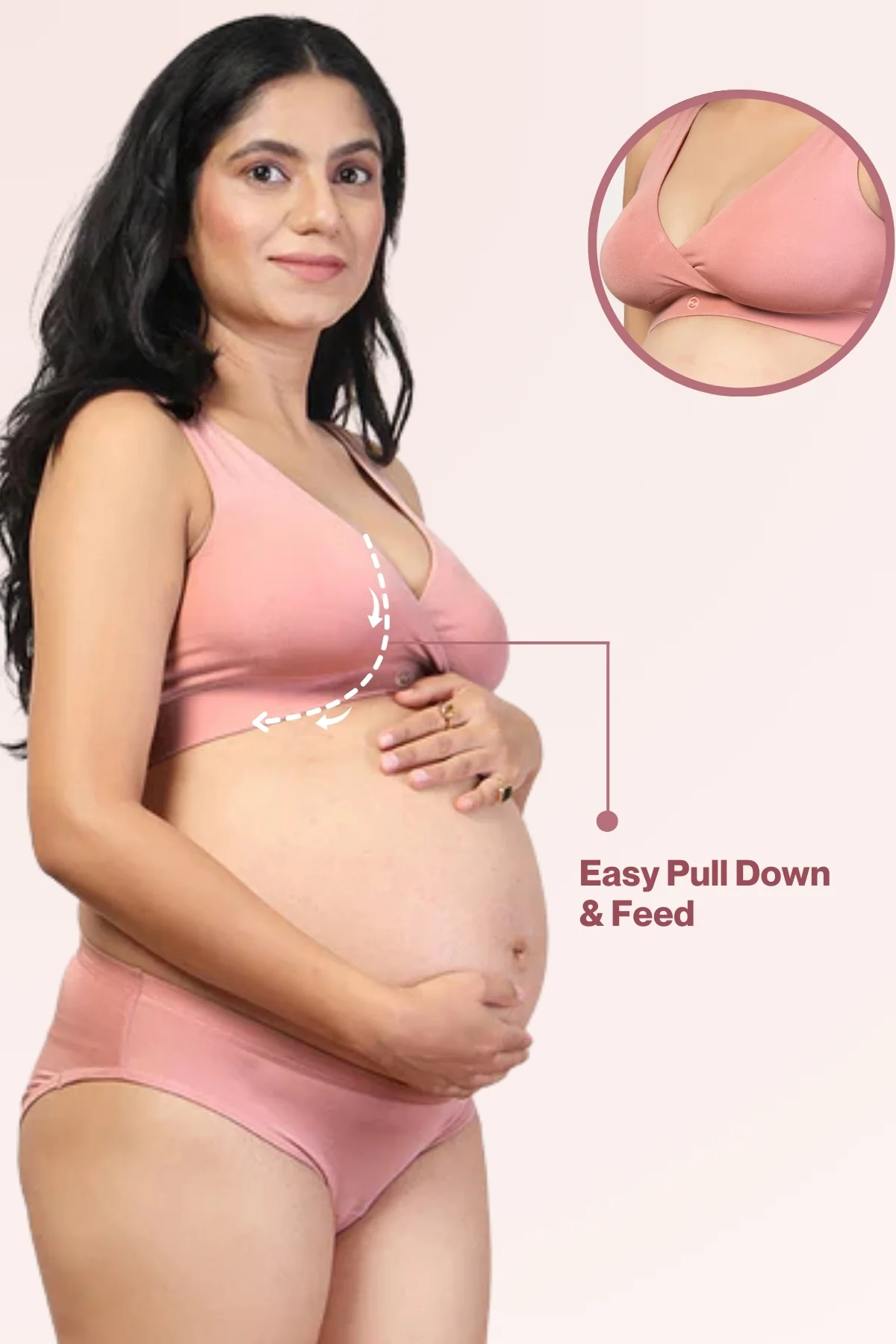 247 (Upgraded) Light Pink Modal Padded Maternity Feeding Bra - Image 17
