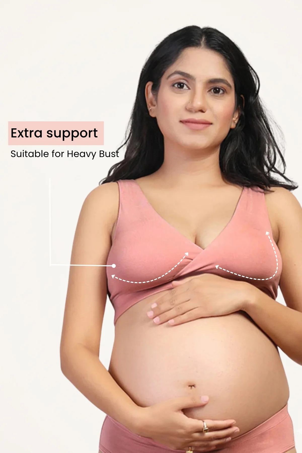 247 (Upgraded) Light Pink Modal Padded Maternity Feeding Bra - Image 5