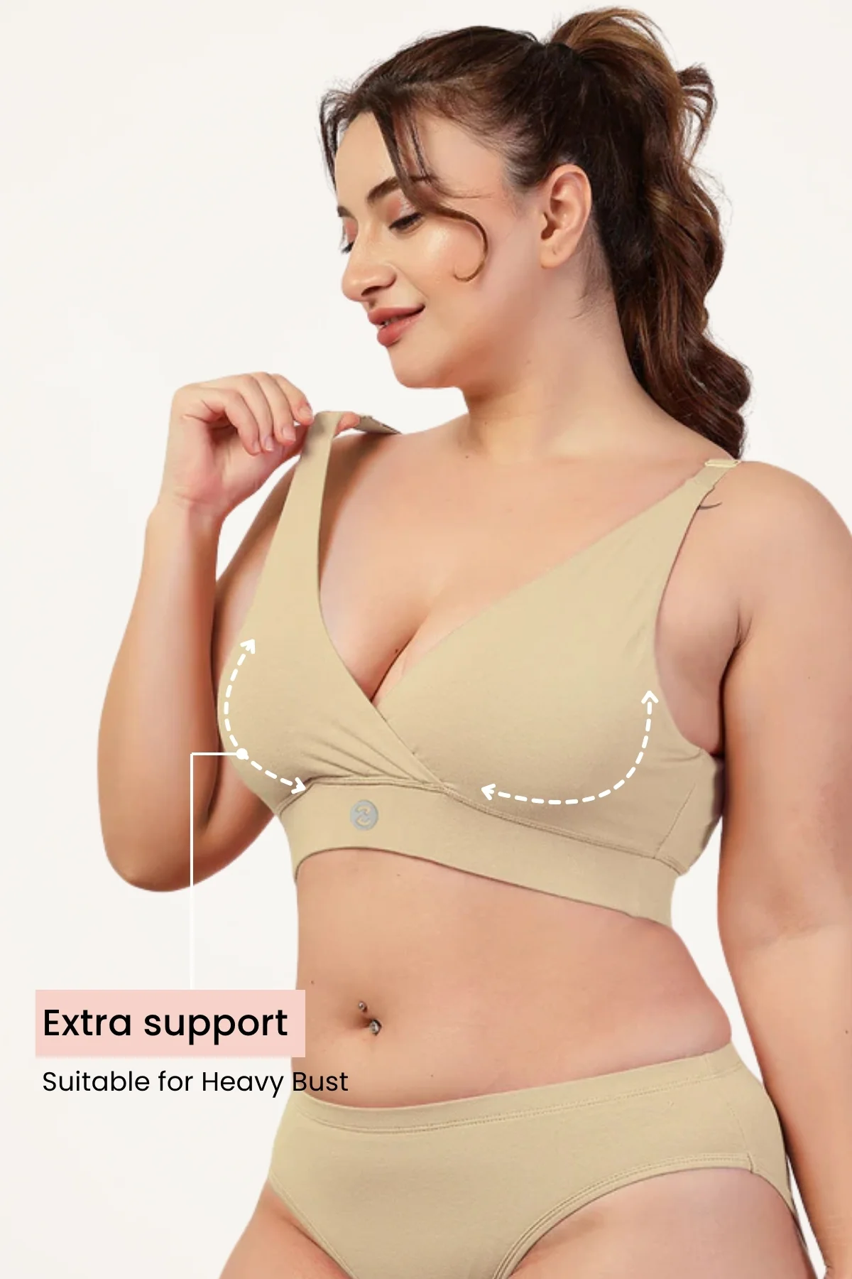247 Pack of 2 Extra Support Cotton Feeding Bra (Brown, Skin) - Image 6