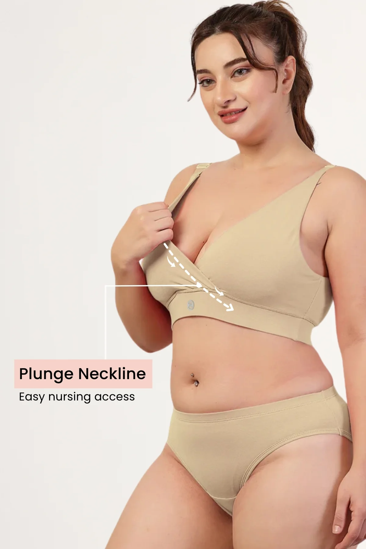 247 Pack of 2 Extra Support Cotton Feeding Bra (Brown, Skin) - Image 8