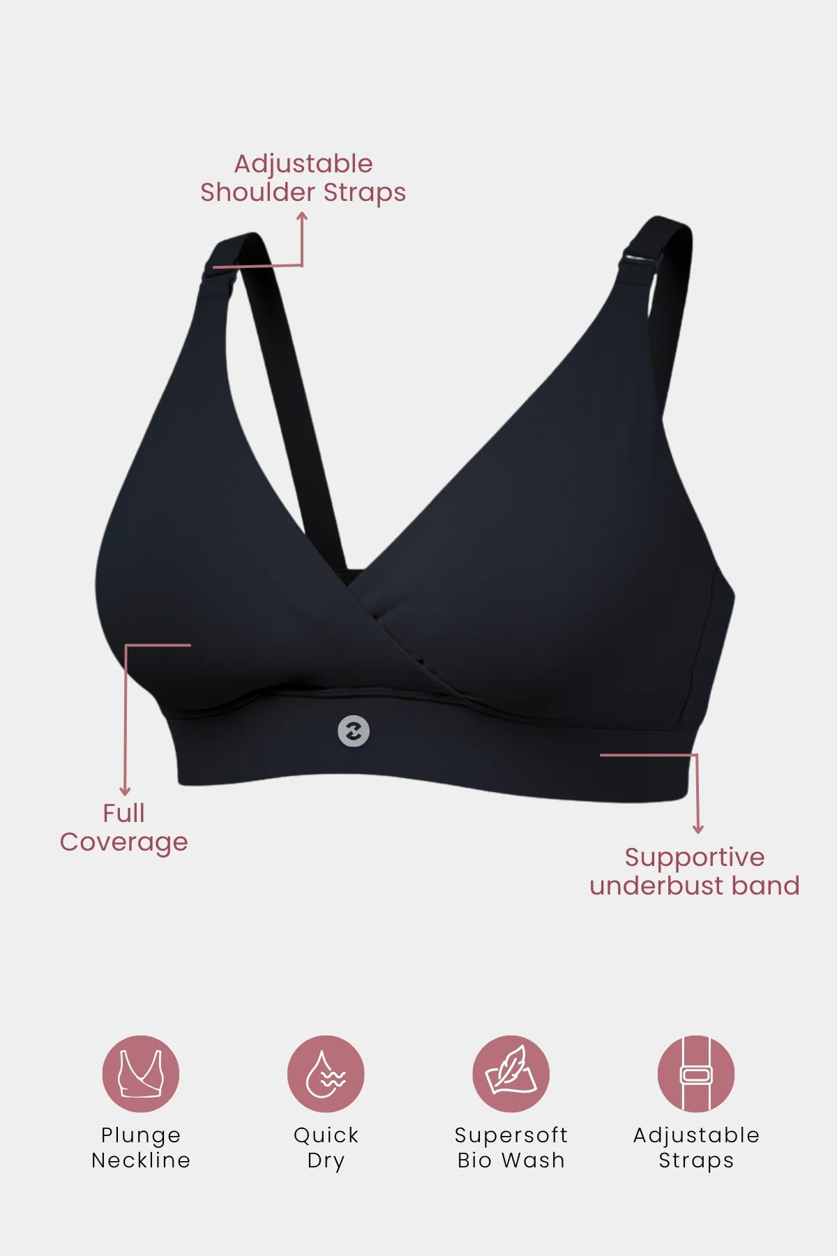 247 Pack Of 2 Extra Support Cotton Feeding Bra with Adjuster - (Black) - Image 2