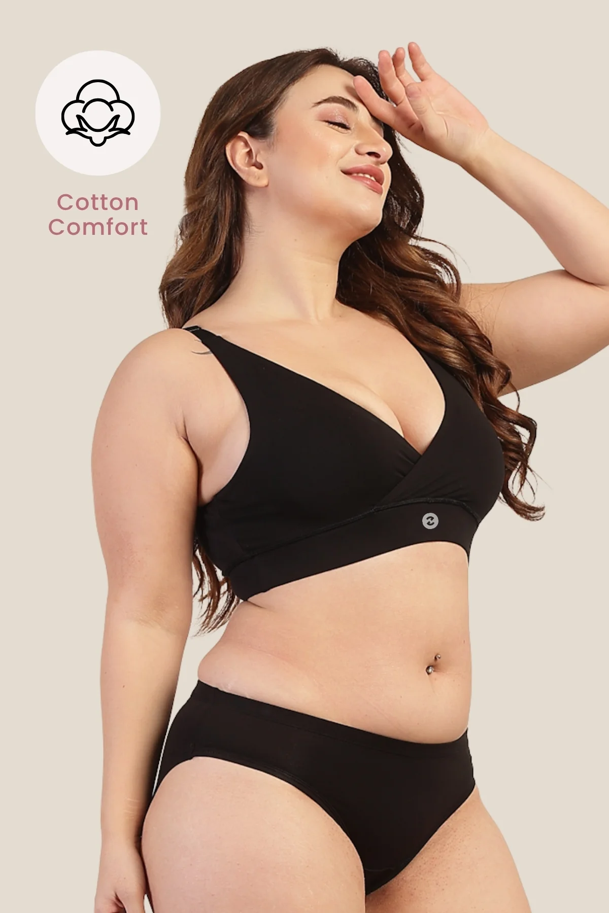 247 Pack Of 2 Extra Support Cotton Feeding Bra with Adjuster - (Black) - Image 4