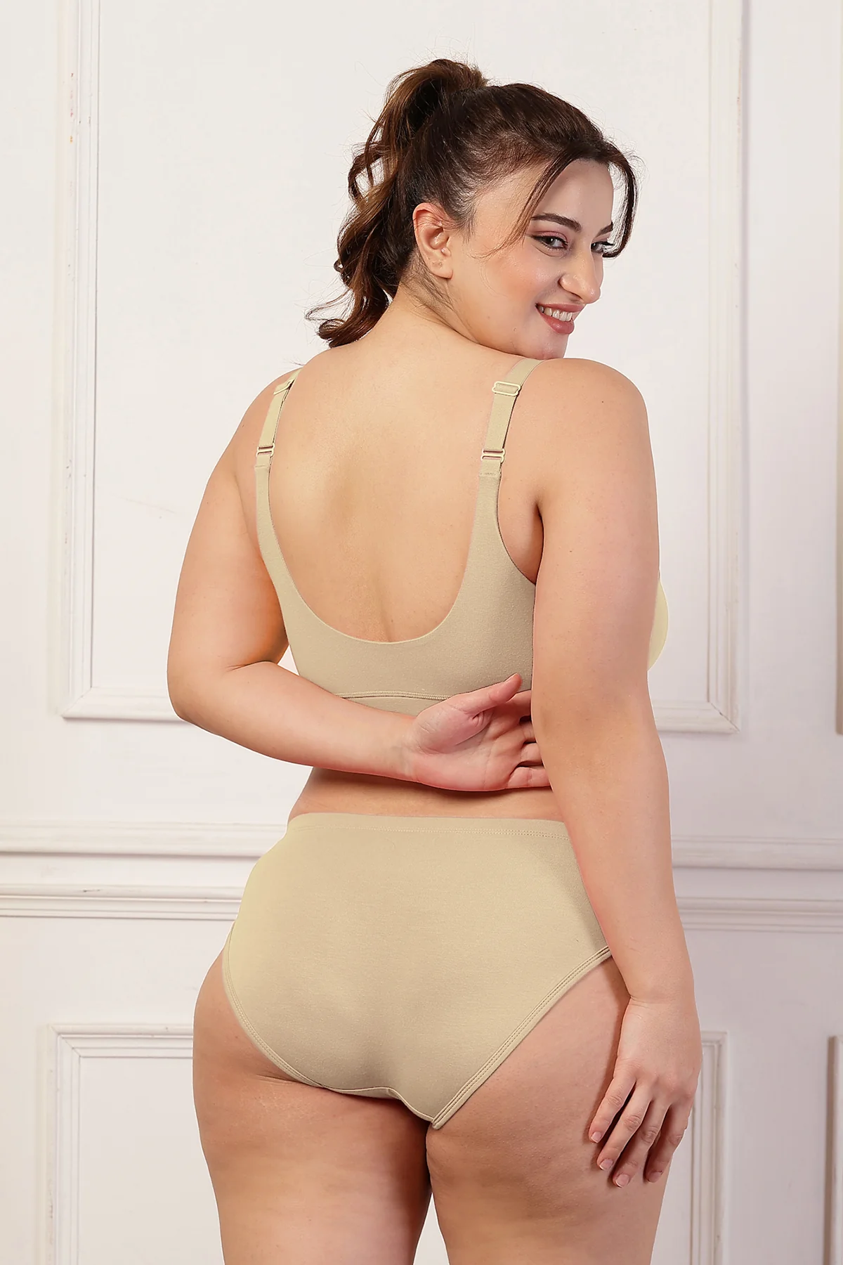 247 Pack Of 2 Extra Support Cotton Feeding Bra with Adjuster - (Navy, Skin) - Image 4