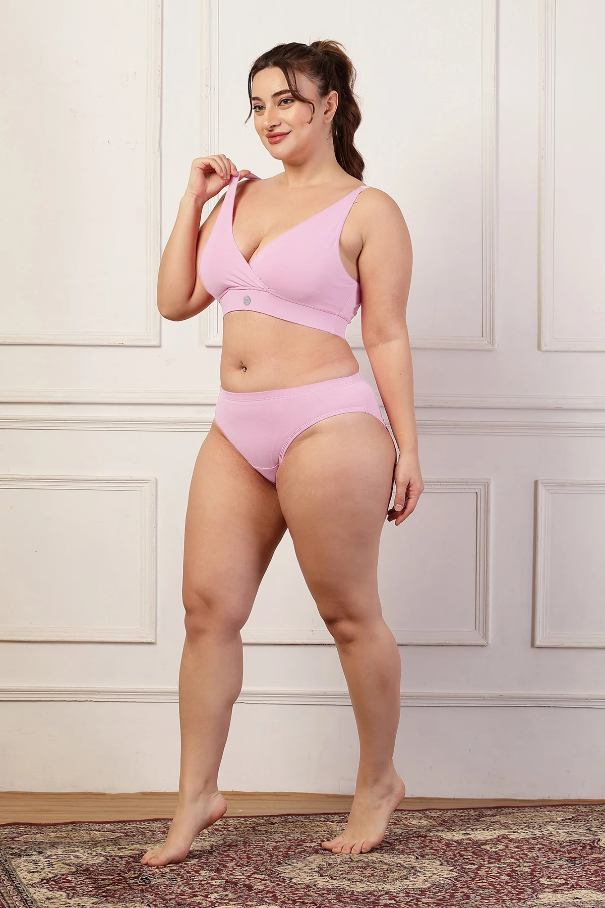 247 Pack Of 2 Extra Support Cotton Feeding Bra with Adjuster - (Pink, Brown) - Image 12