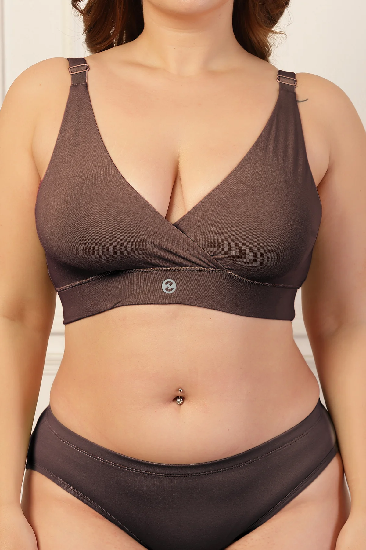 247 Pack Of 2 Extra Support Cotton Feeding Bra with Adjuster - (Pink, Brown) - Image 4