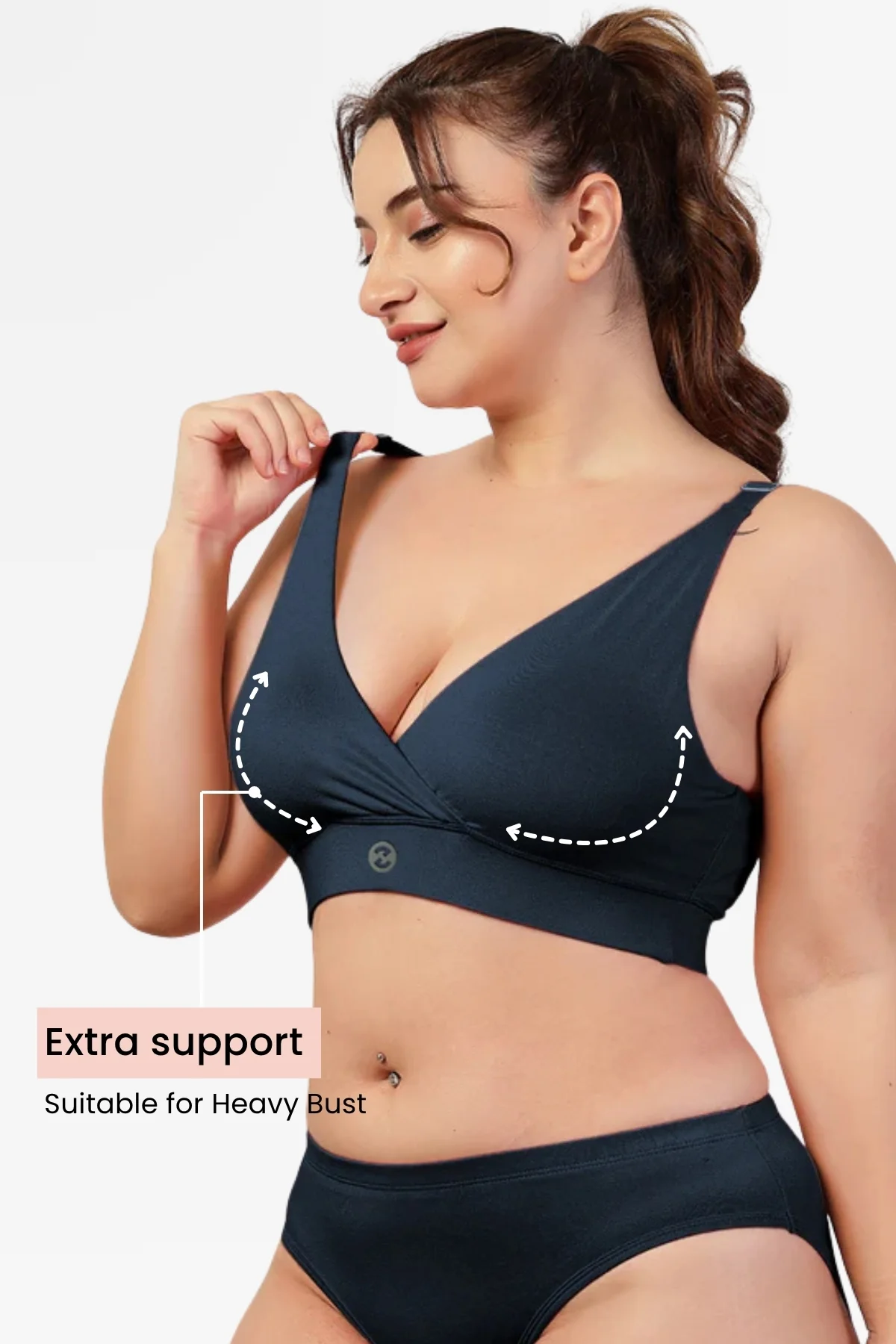 247 Pack of 3 Extra Support Cotton Feeding Bra (Brown, Skin, Navy Blue) - Image 3