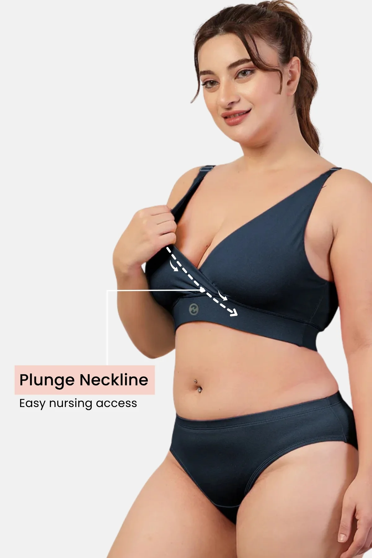 247 Pack of 3 Extra Support Cotton Feeding Bra (Brown, Skin, Navy Blue) - Image 9
