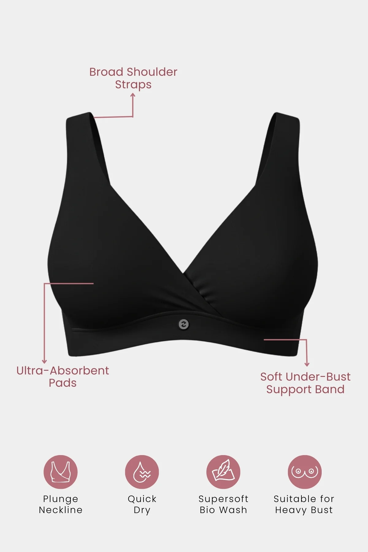247 (Upgraded) Modal Padded Maternity Feeding Bra Pack of 2 ( Black ) - Image 3