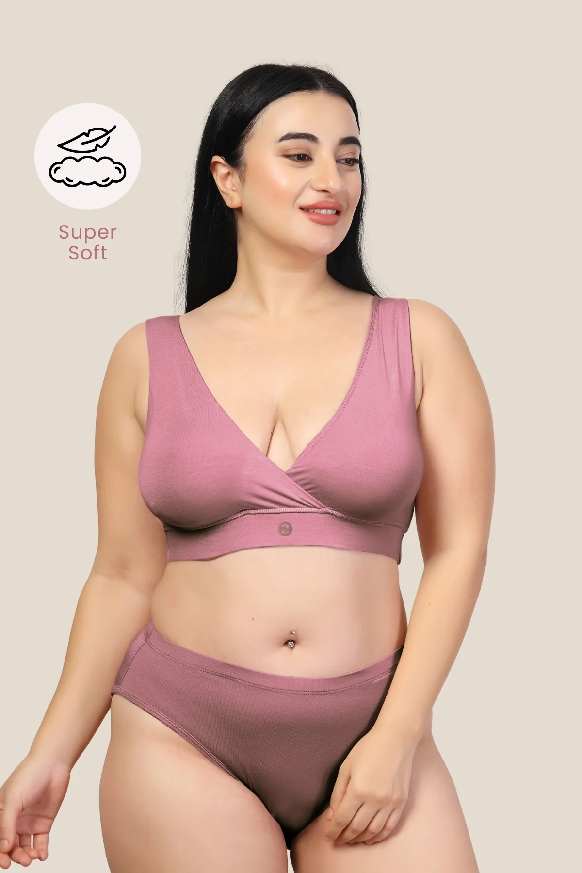 247 (Upgraded) Plumwine Modal Padded Maternity Feeding Bra - Image 13