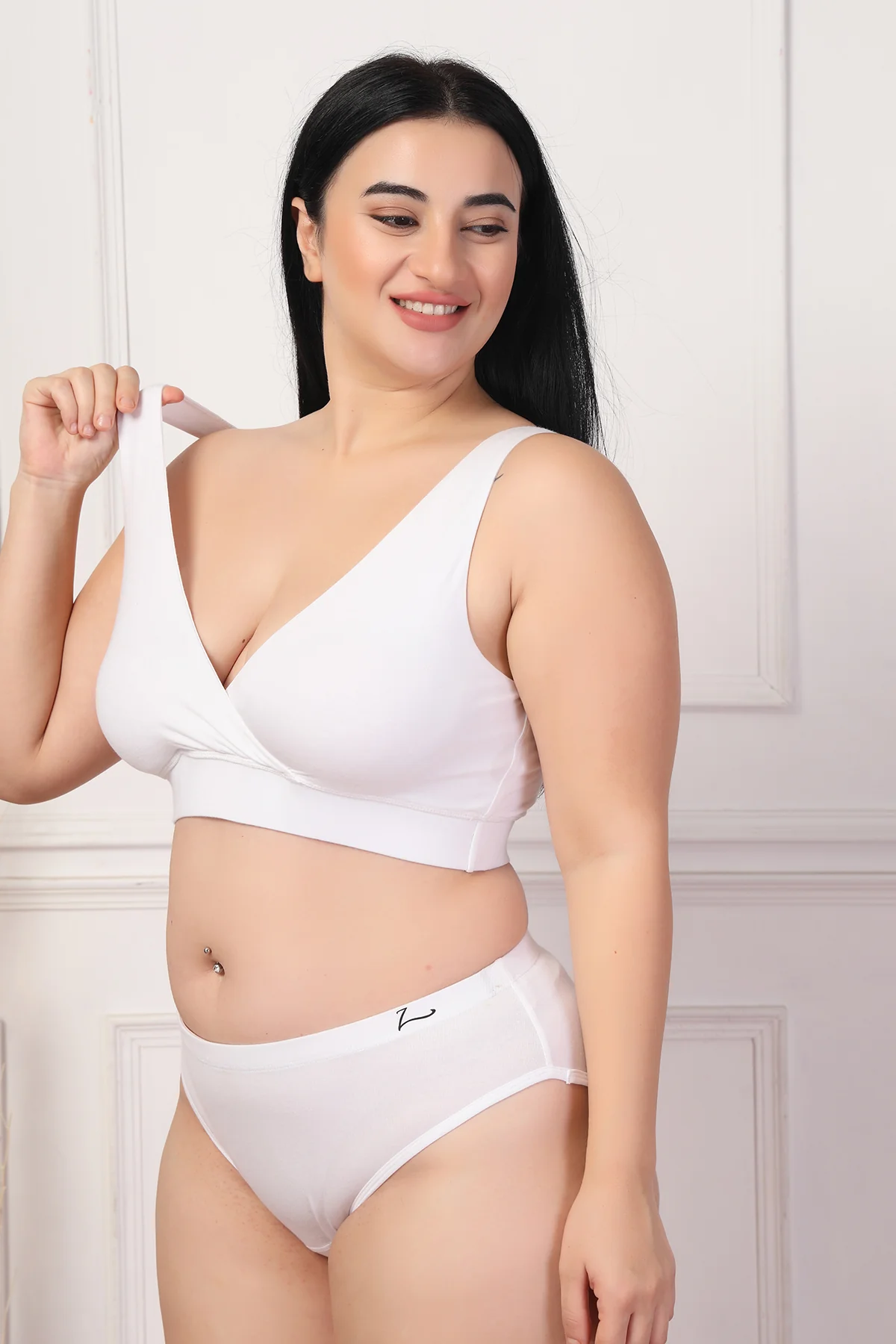 247 White Padded Maternity Feeding Bra and Panty Set - Image 16