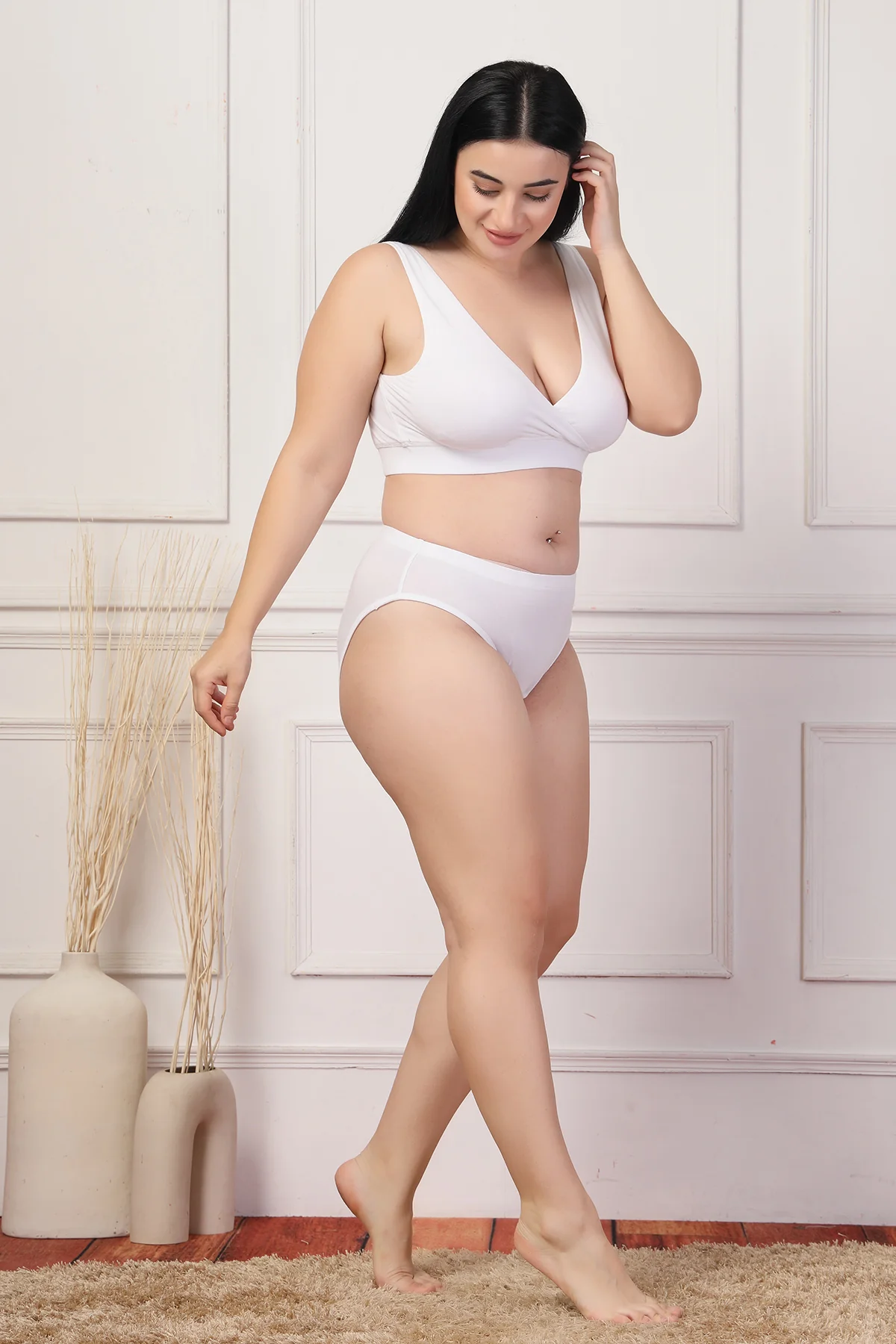 247 White Padded Maternity Feeding Bra and Panty Set - Image 17