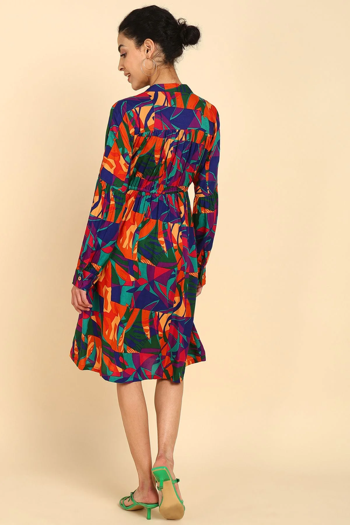 Abstract Tropical Leaf Viscose Rayon Zipless Maternity Dress - Image 6