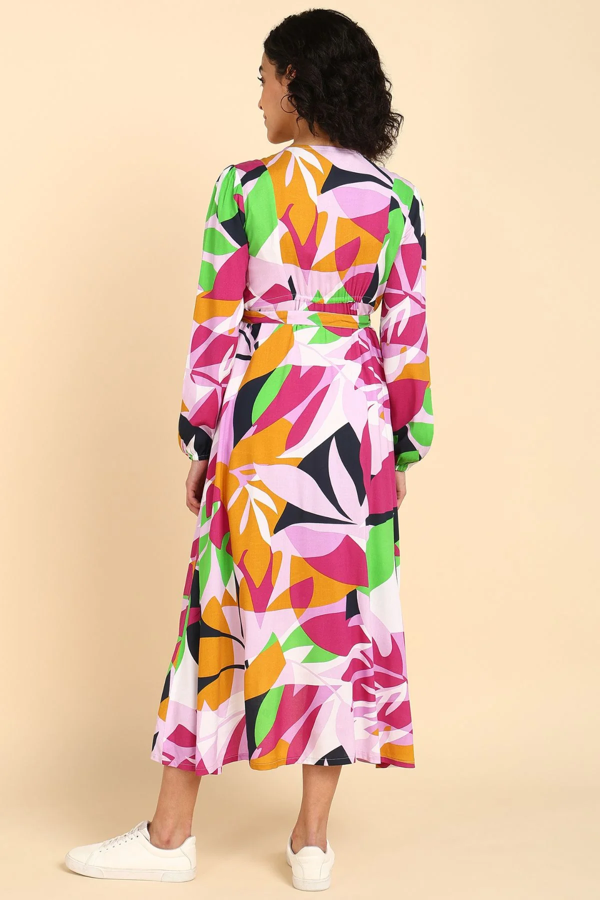 Abstract Tropical Petal-Shaped Rayon Maternity Dress - Image 9