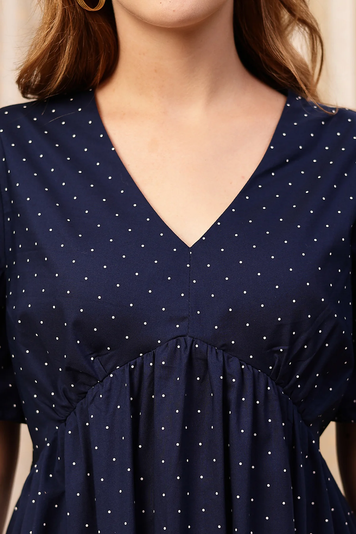 All Over Printed Concealed Zip Feeding Maternity Dress - Navy Blue - Image 9
