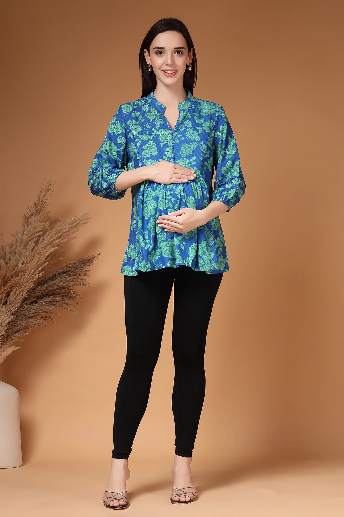 All Over Printed Maternity & Nursing Top with Feeding Zips - Image 9