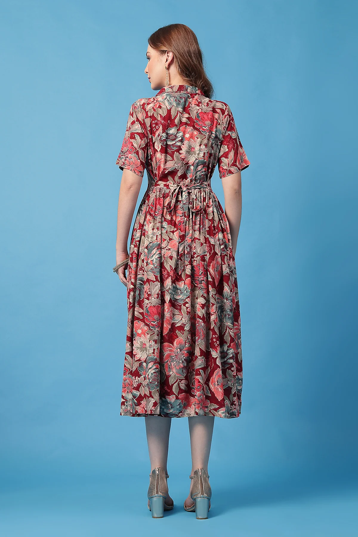 All Over Printed Zipless Feeding Shirt Dress - Multi - Image 3