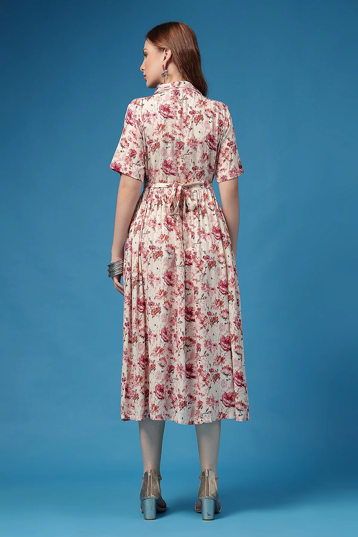 All Over Printed Zipless Feeding Shirt Dress - Off White - Image 3