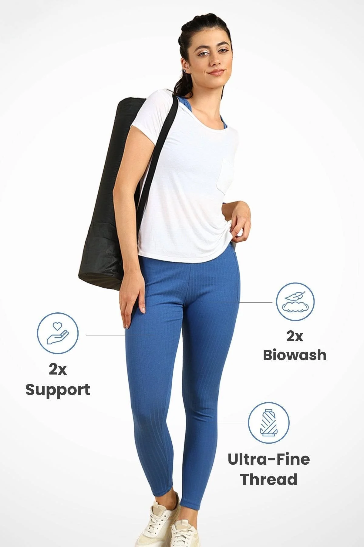 All Over Ribbed Cotton Blue Mom Legging - Image 11