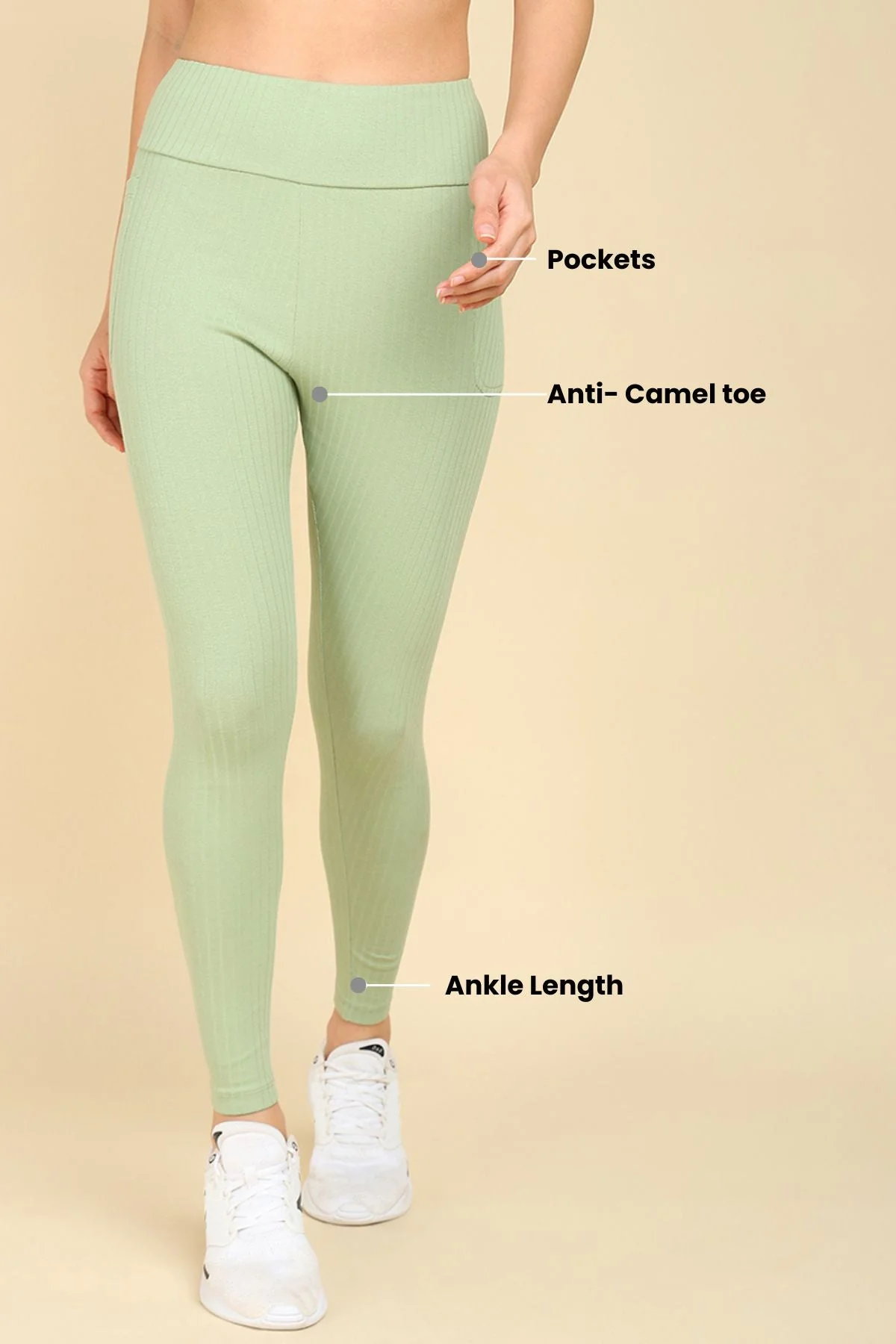 All Over Ribbed Cotton Matcha Green Mom Legging - Image 4