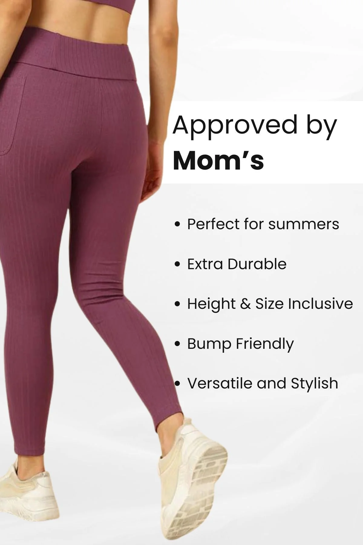 All Over Ribbed Cotton Rosewood Mom Legging - Image 5