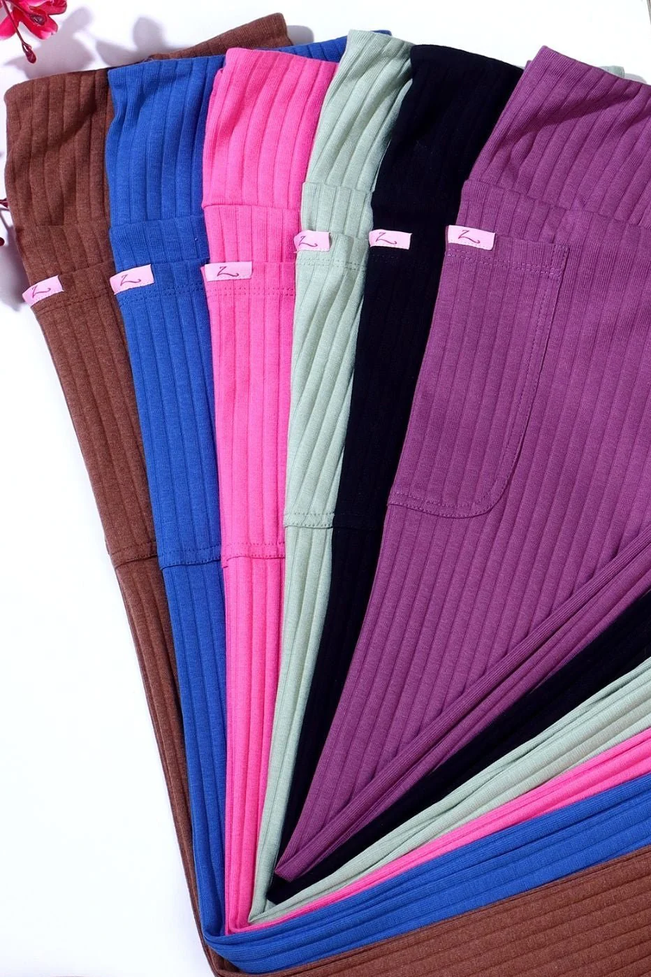 All Over Ribbed Cotton Rosewood Mom Legging - Image 8