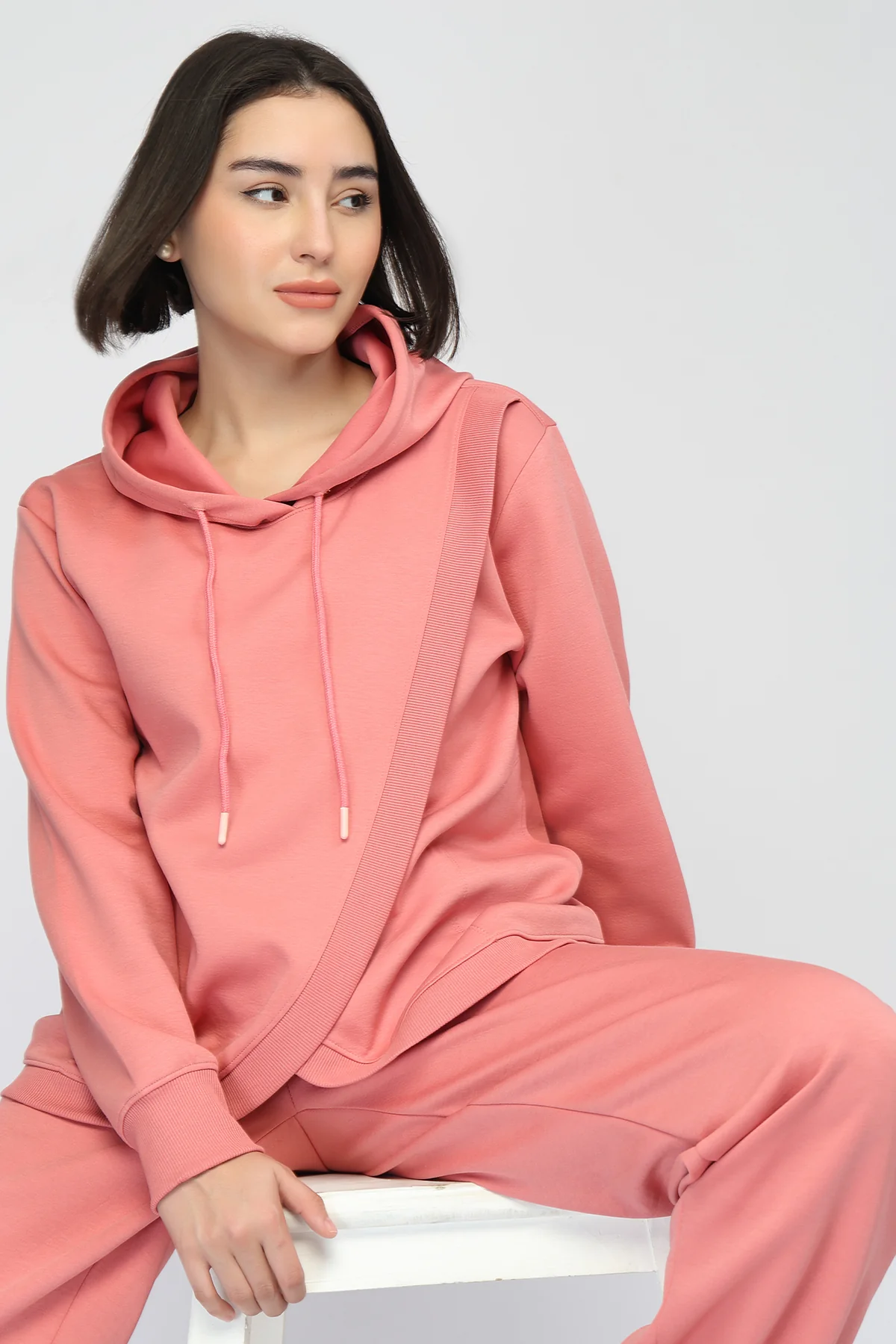 Anaya Maternity zipless Feeding Hoodie - Pink - Image 8