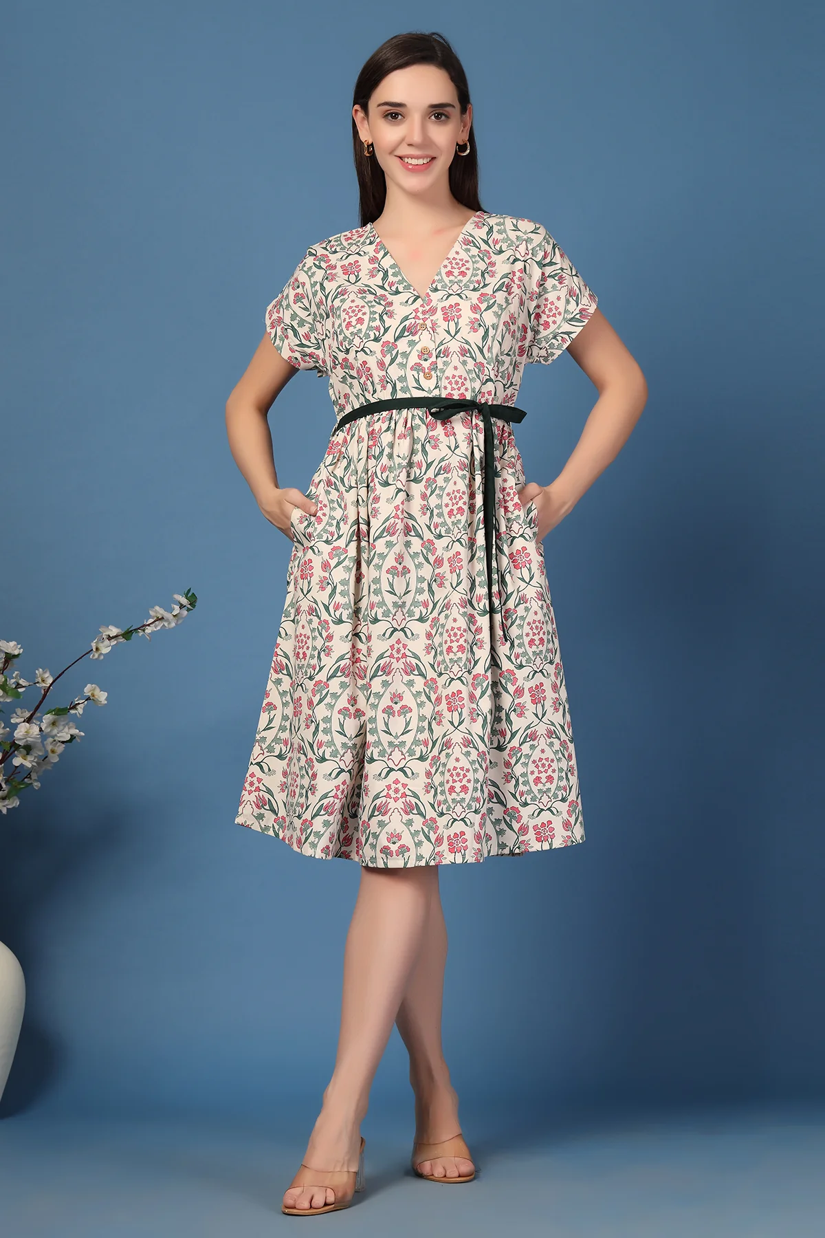 Annie Baroque Printed Zipless Feeding Shirt Dress - Image 5