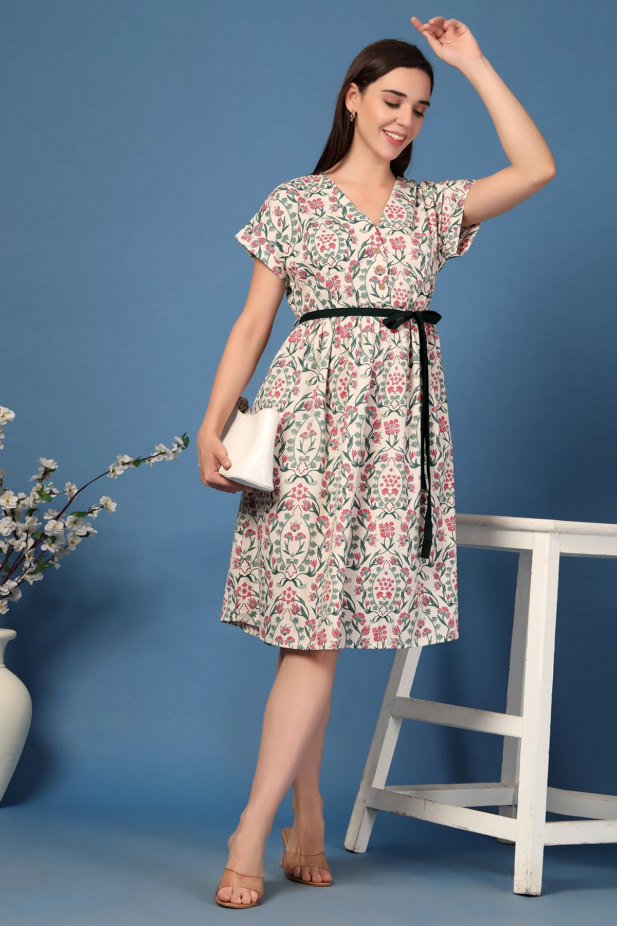 Annie Baroque Printed Zipless Feeding Shirt Dress - Image 6