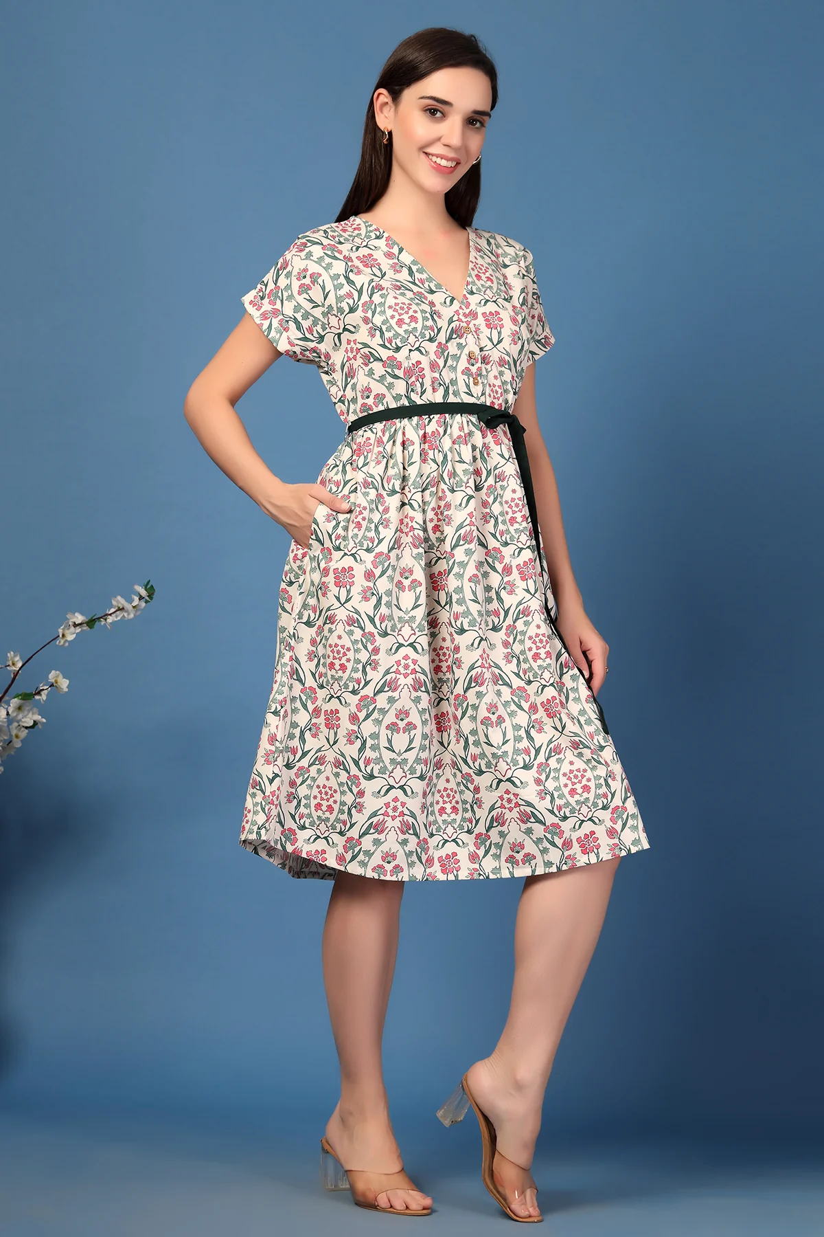 Annie Baroque Printed Zipless Feeding Shirt Dress - Image 7
