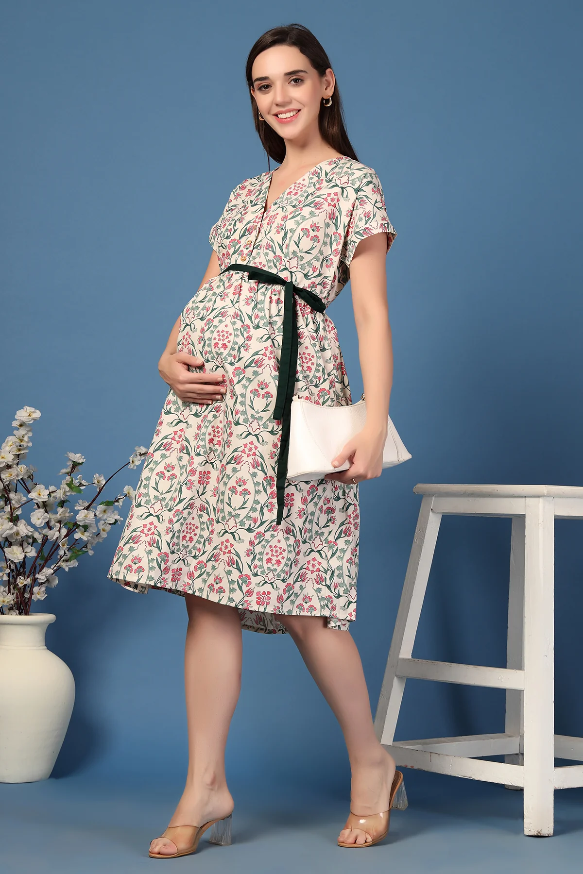 Annie Baroque Printed Zipless Feeding Shirt Dress - Image 8