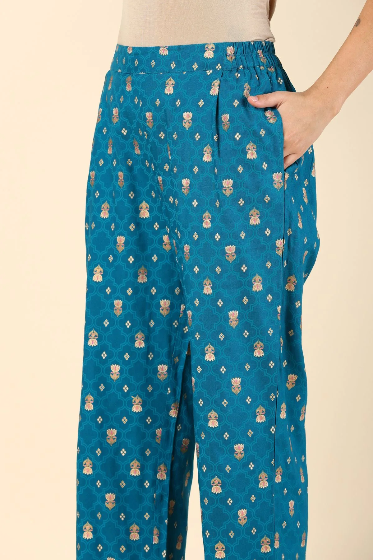 Aqua Blue Pregnancy Maternity Kaftan Set (Top & Bottom) - Image 6