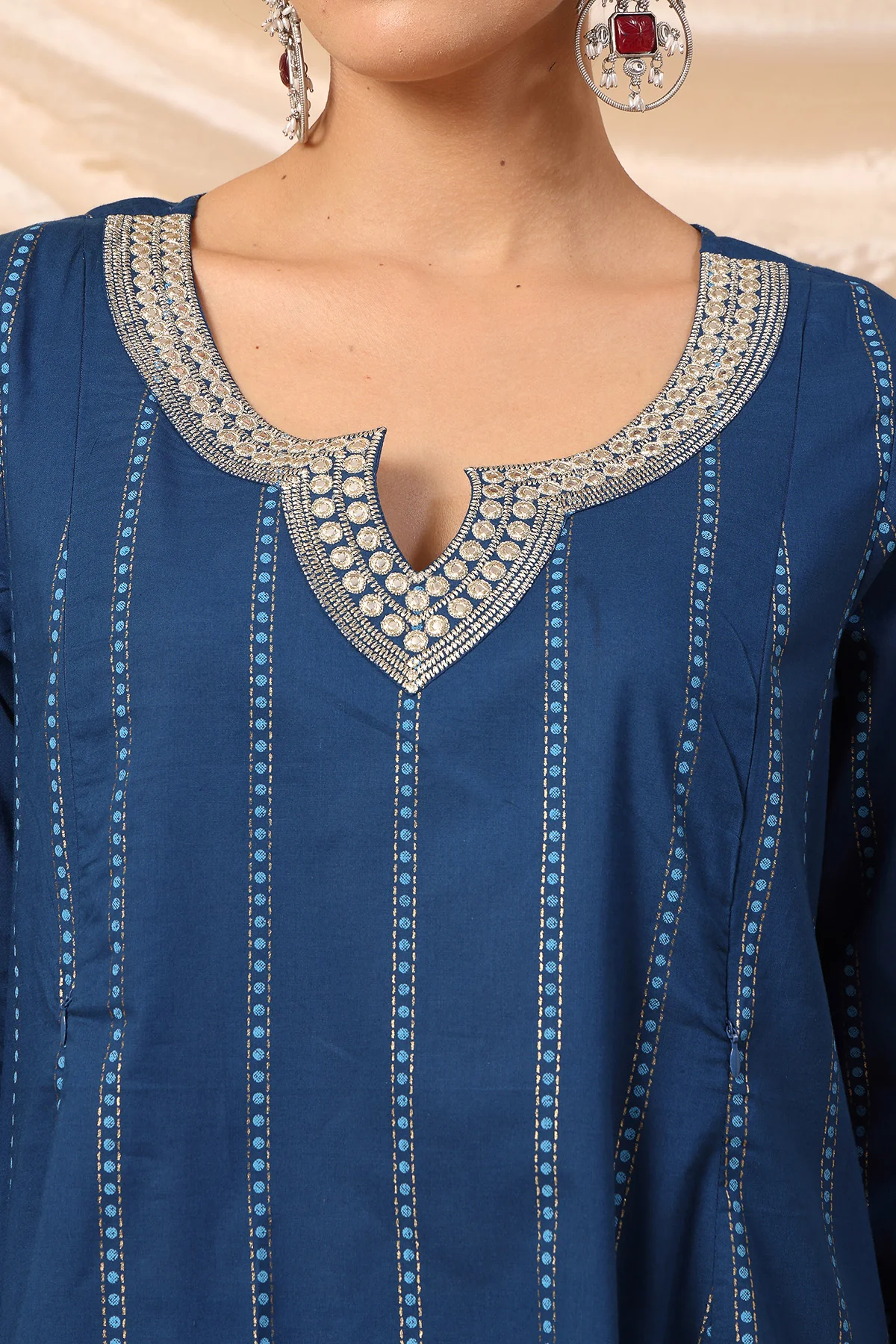 Azure Blue Essence Mirror Reflections Festive Maternity Feeding Suit Set - Image 10