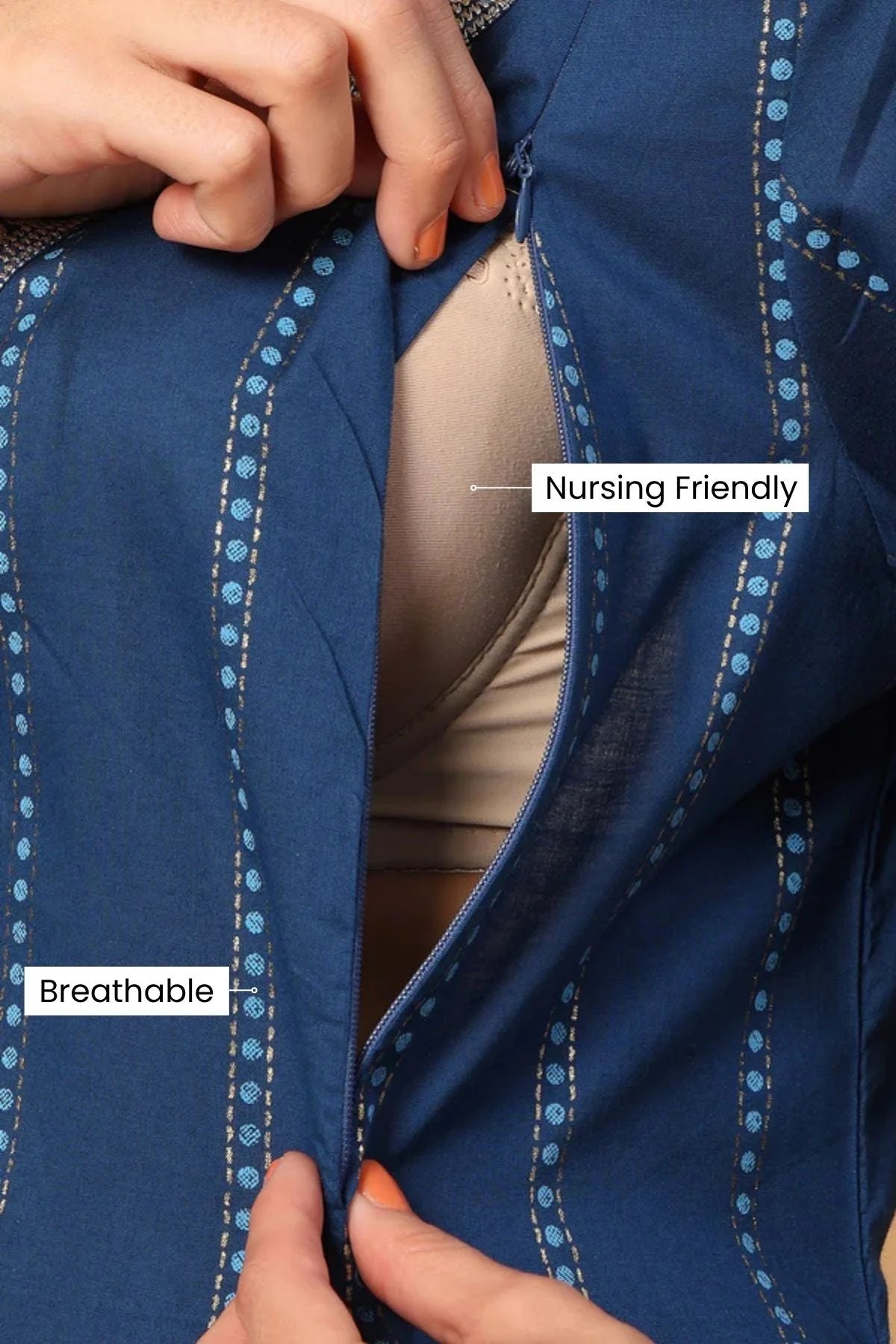 Azure Blue Essence Mirror Reflections Festive Maternity Feeding Suit Set - Image 12
