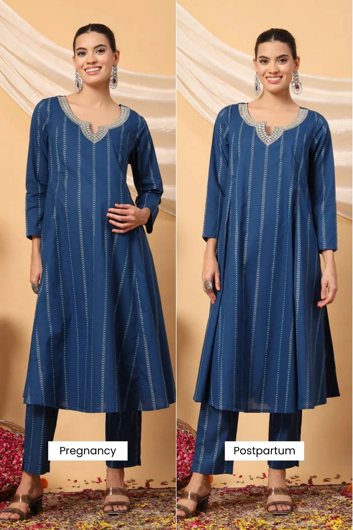 Azure Blue Essence Mirror Reflections Festive Maternity Feeding Suit Set - Image 13