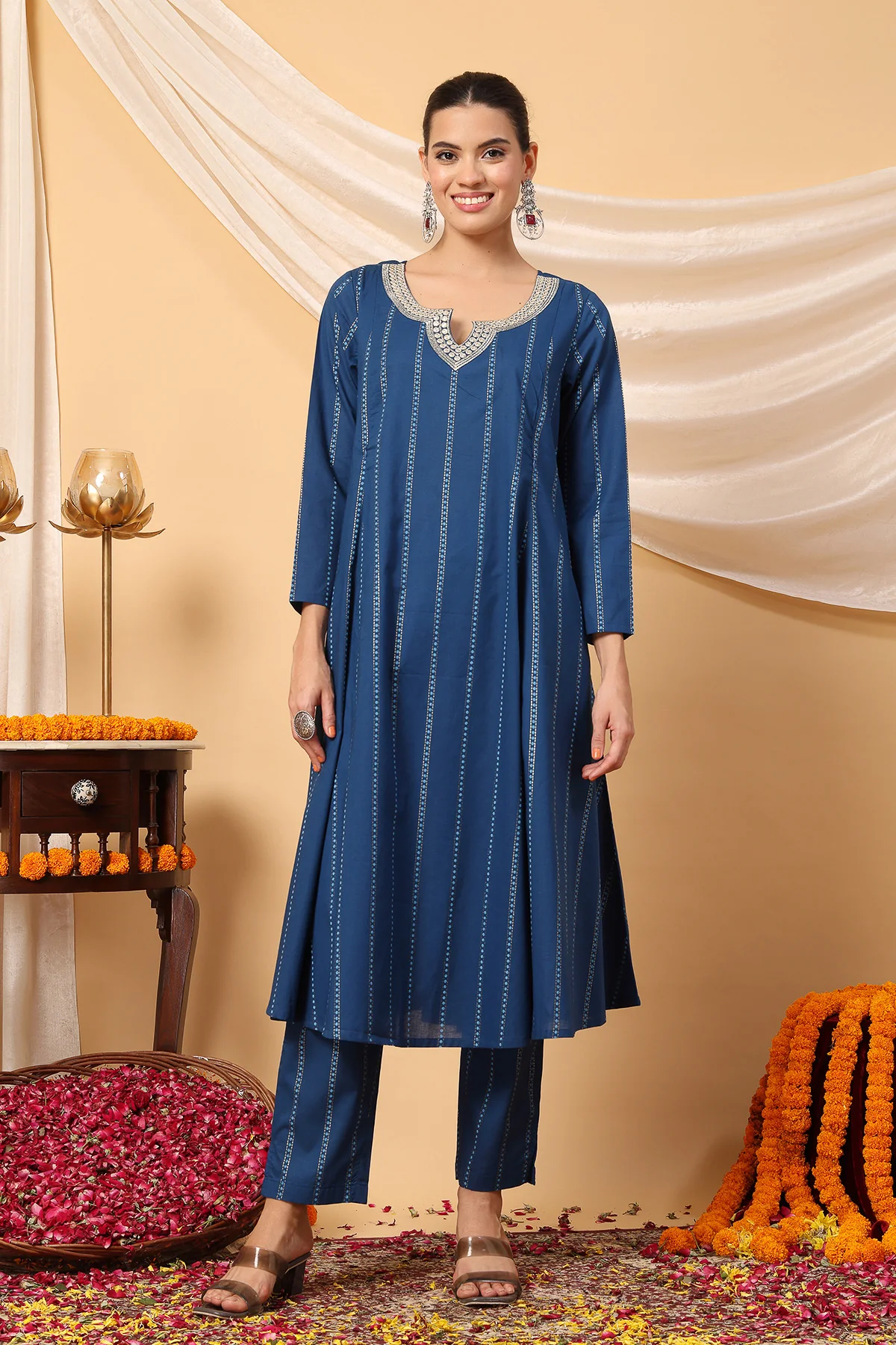 Azure Blue Essence Mirror Reflections Festive Maternity Feeding Suit Set - Image 9