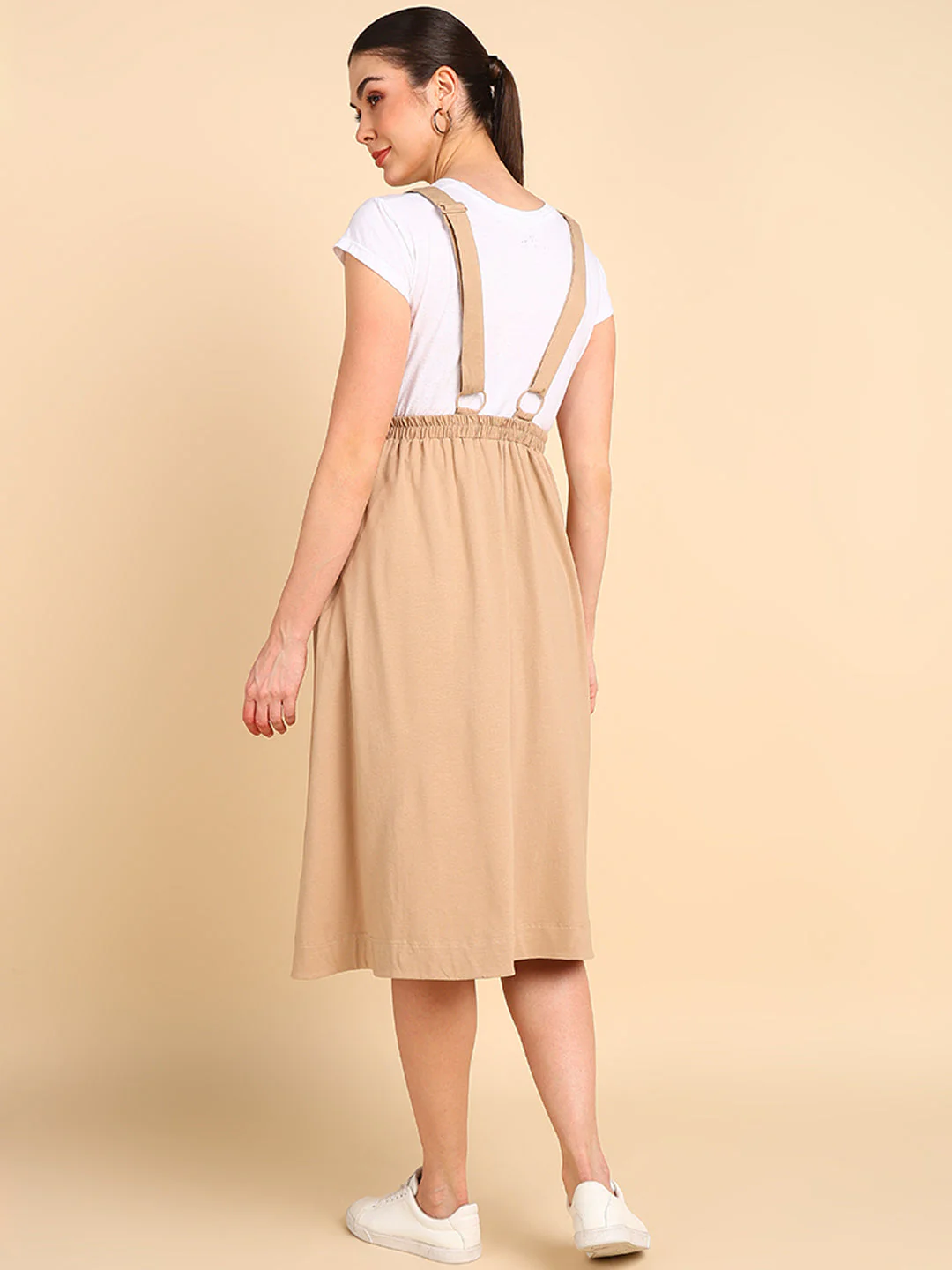Beige 100% Cotton Jersey Pregnancy Skirt with Detachable Strap & Pockets - Image 15