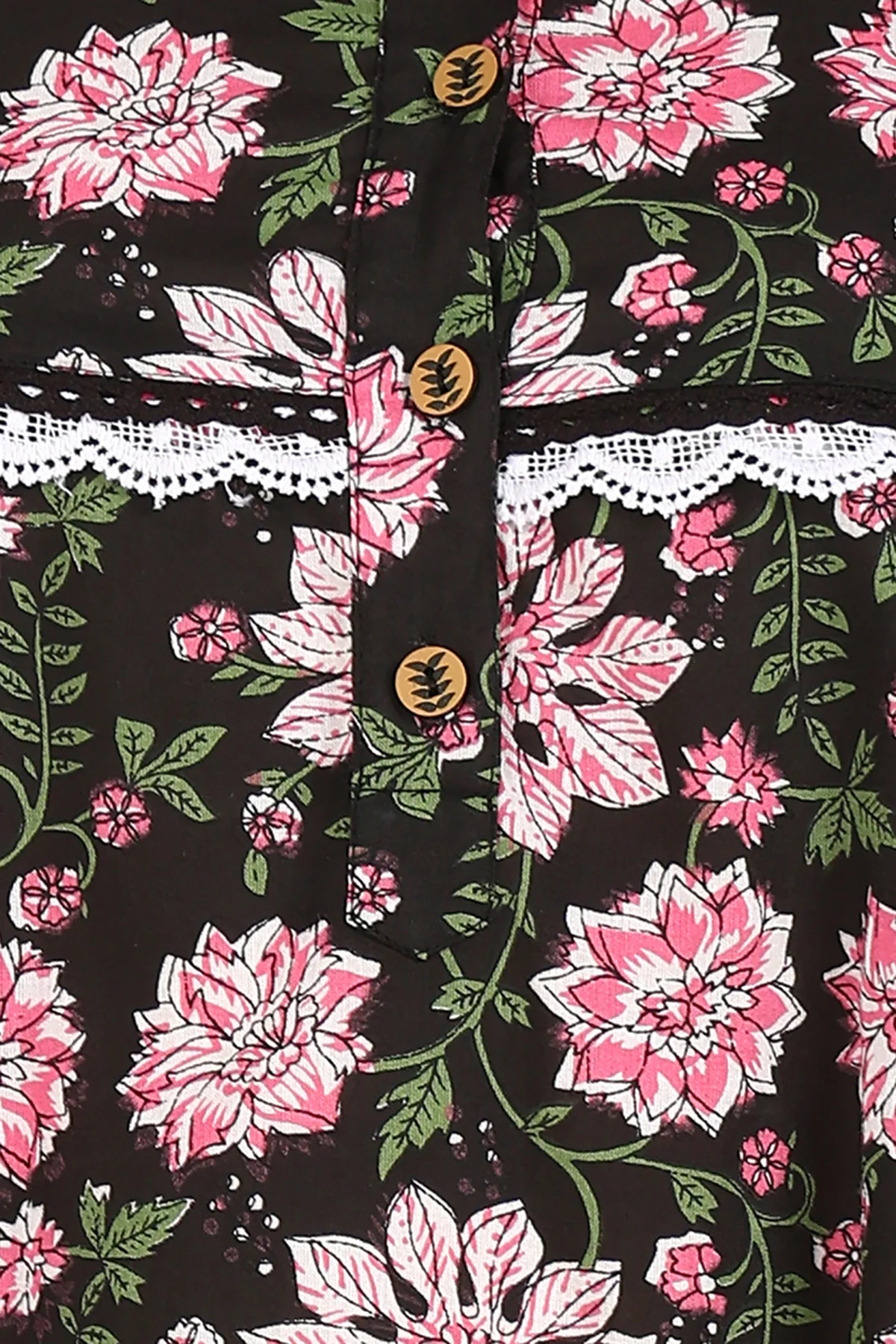 Black Floral Printed 100% Soft Cotton Zipless Maternity Maxi - Image 7