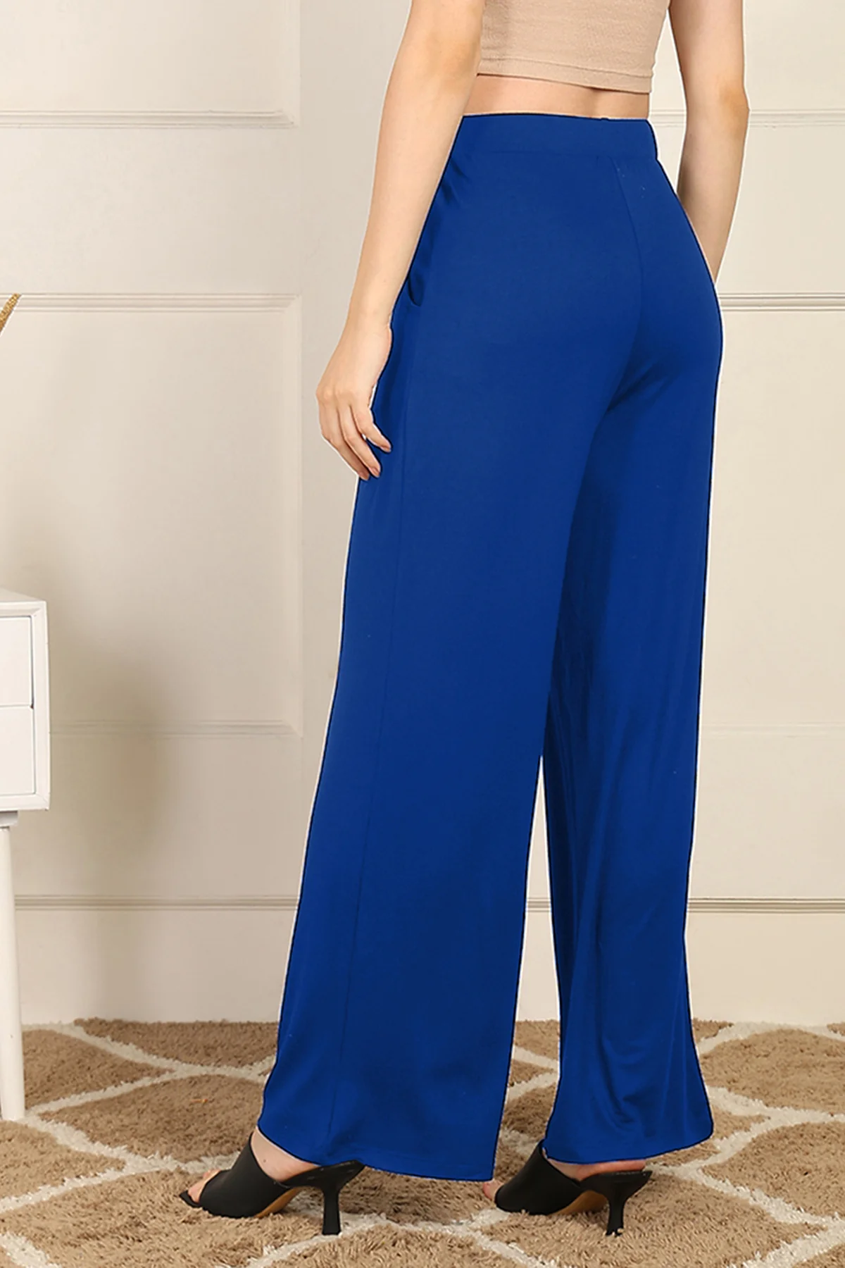 Blue High Waist Maternity Palazzo - Image 4
