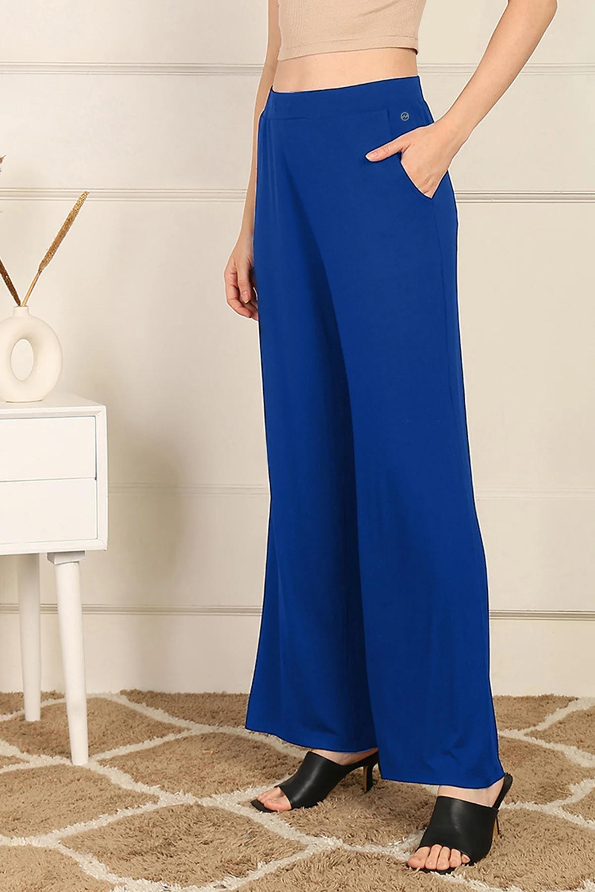 Blue High Waist Maternity Palazzo - Image 6