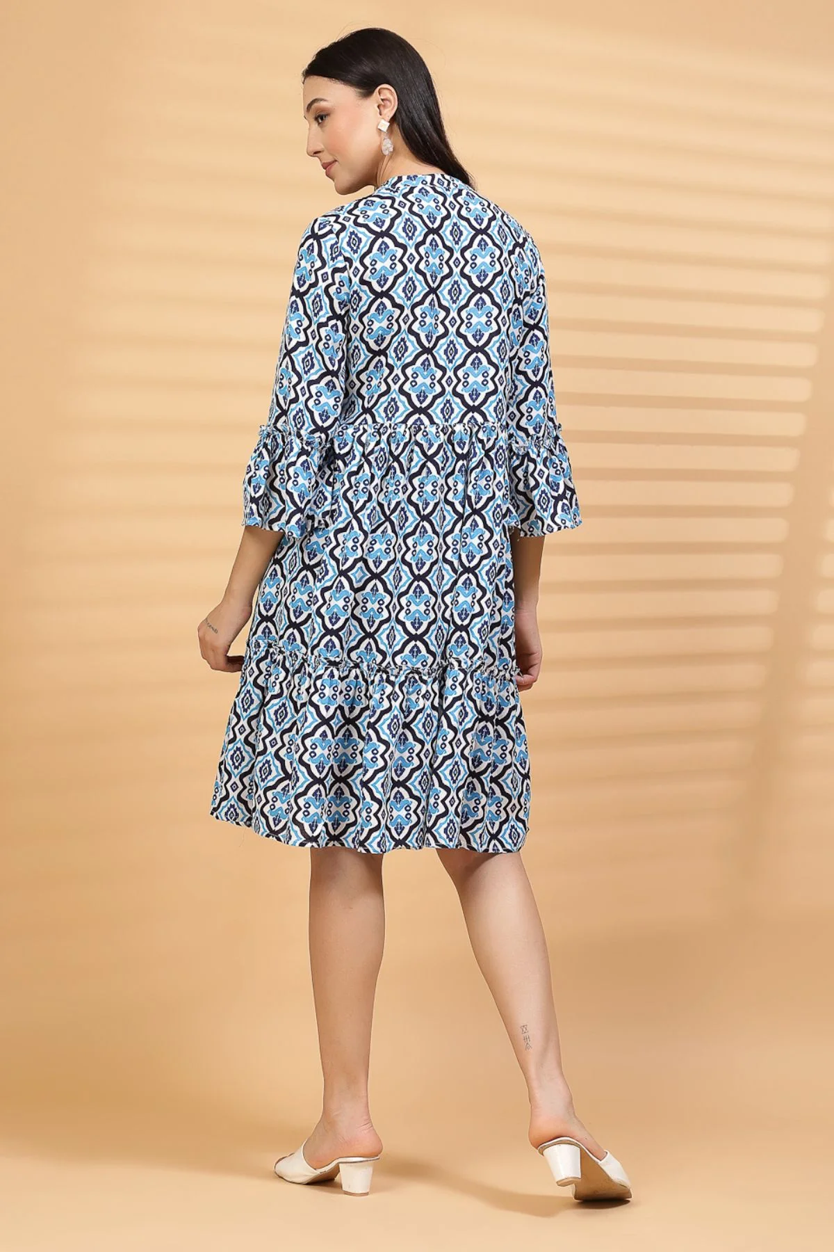 Blue Mosaic Maternity Dress - Image 4