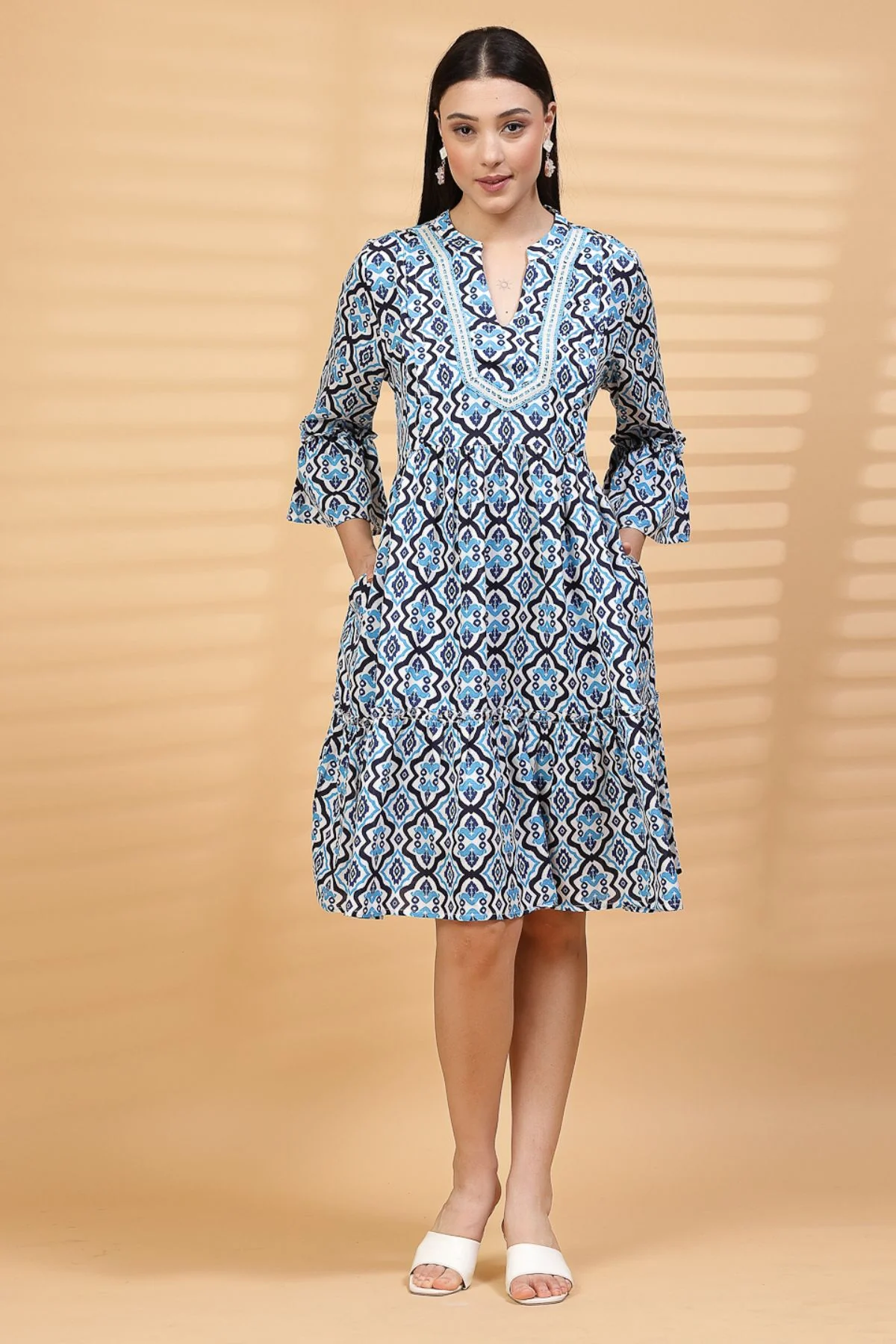 Blue Mosaic Maternity Dress - Image 6