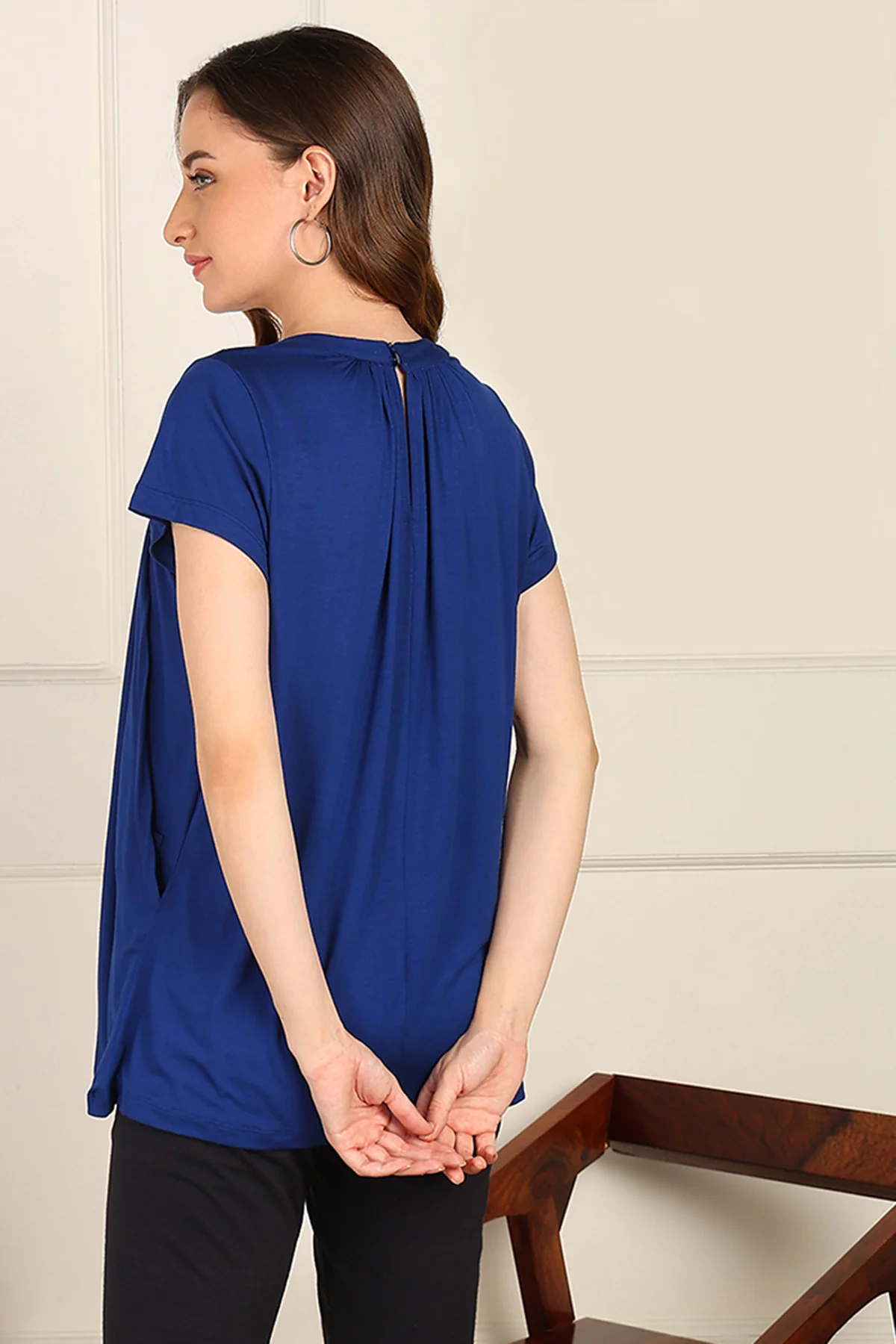 Blue Pleated Zipless Nursing Top - Image 10
