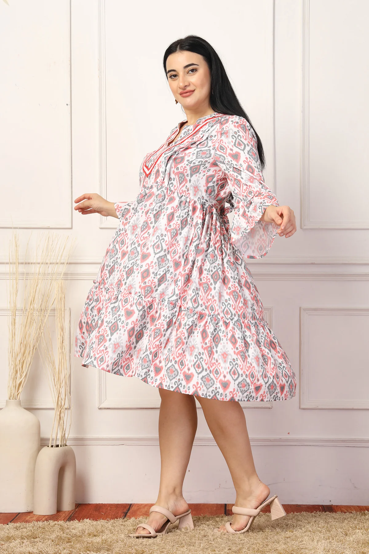 Blush Breeze Ikat Maternity TierDress - Image 10