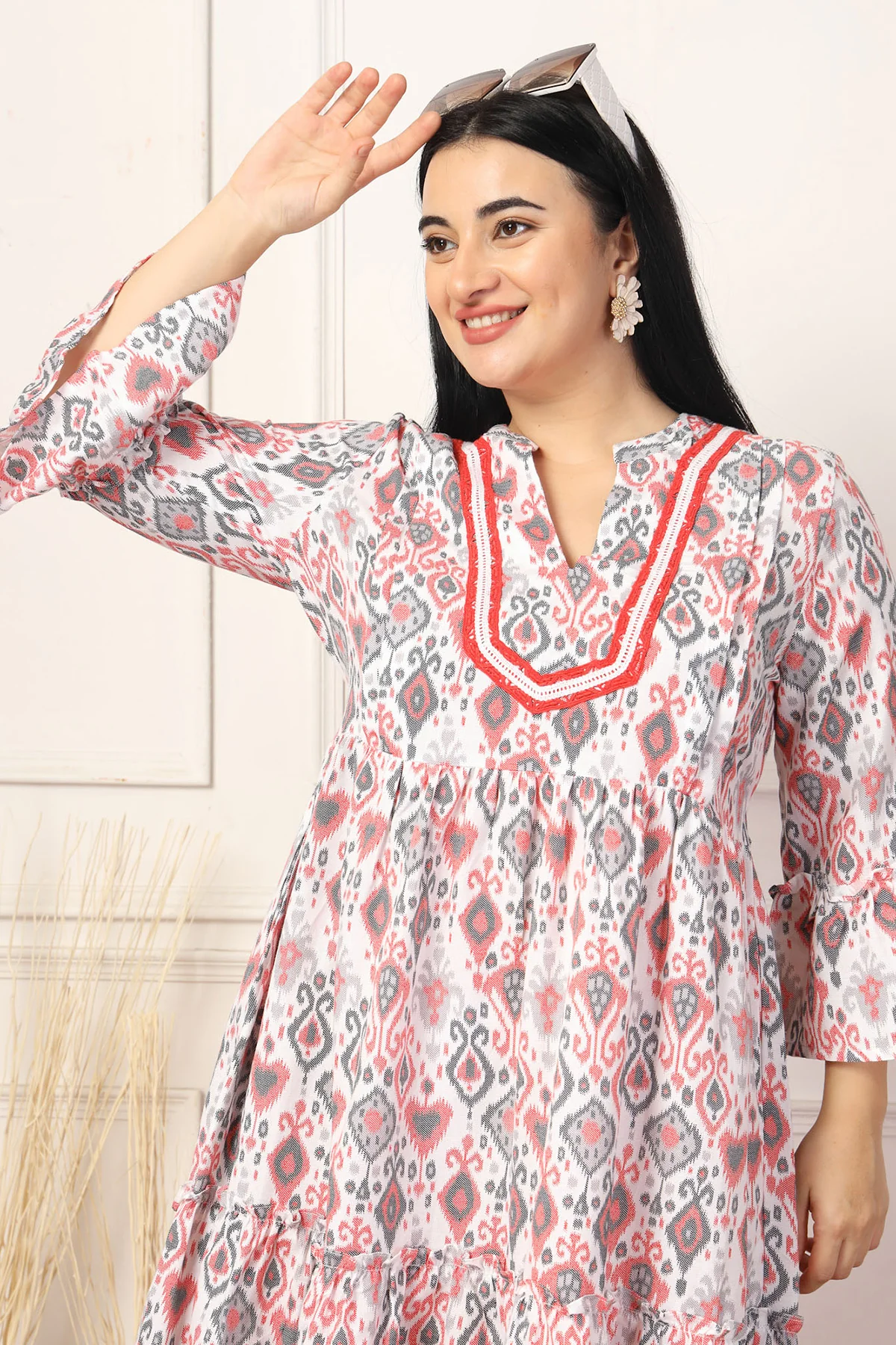 Blush Breeze Ikat Maternity TierDress - Image 5