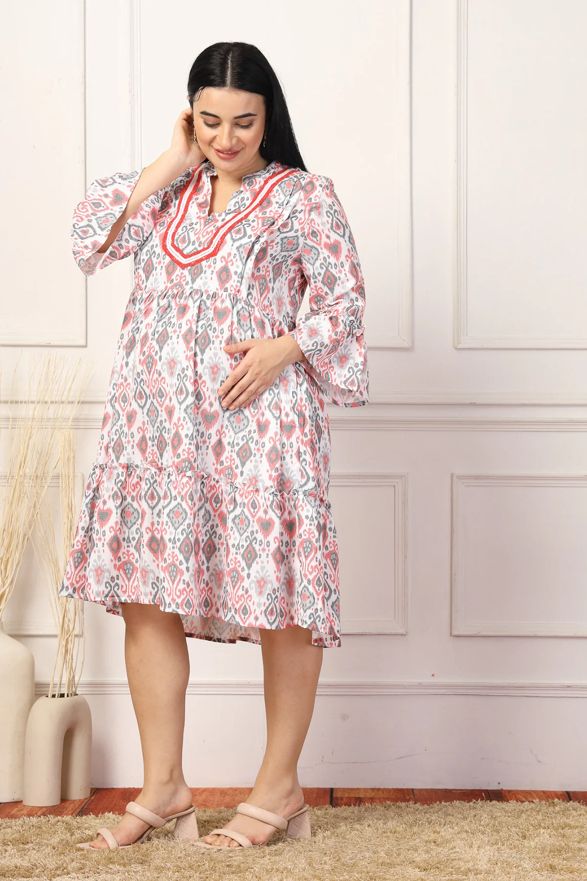 Blush Breeze Ikat Maternity TierDress - Image 6