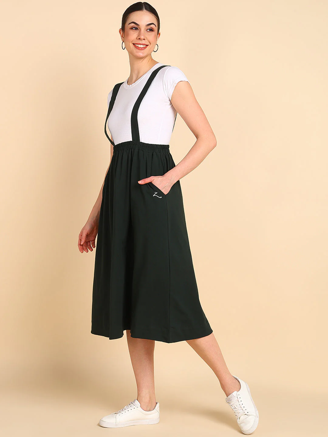 Bottle Green 100% Cotton Jersey Maternity Skirt with Detachable Strap & Pockets - Image 10