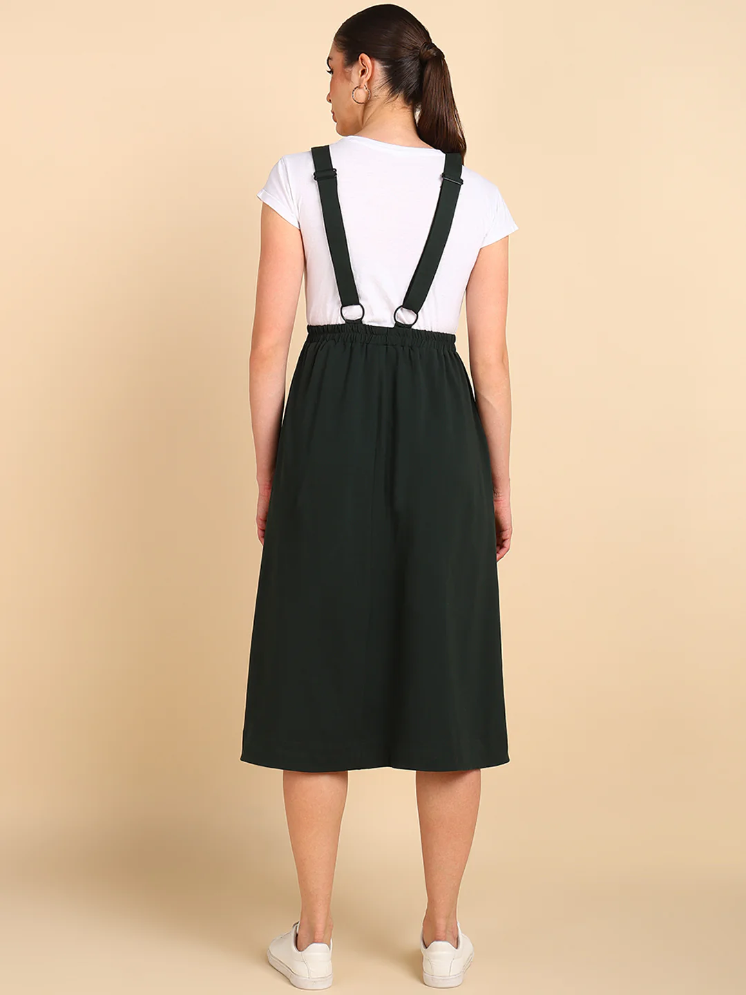 Bottle Green 100% Cotton Jersey Maternity Skirt with Detachable Strap & Pockets - Image 7