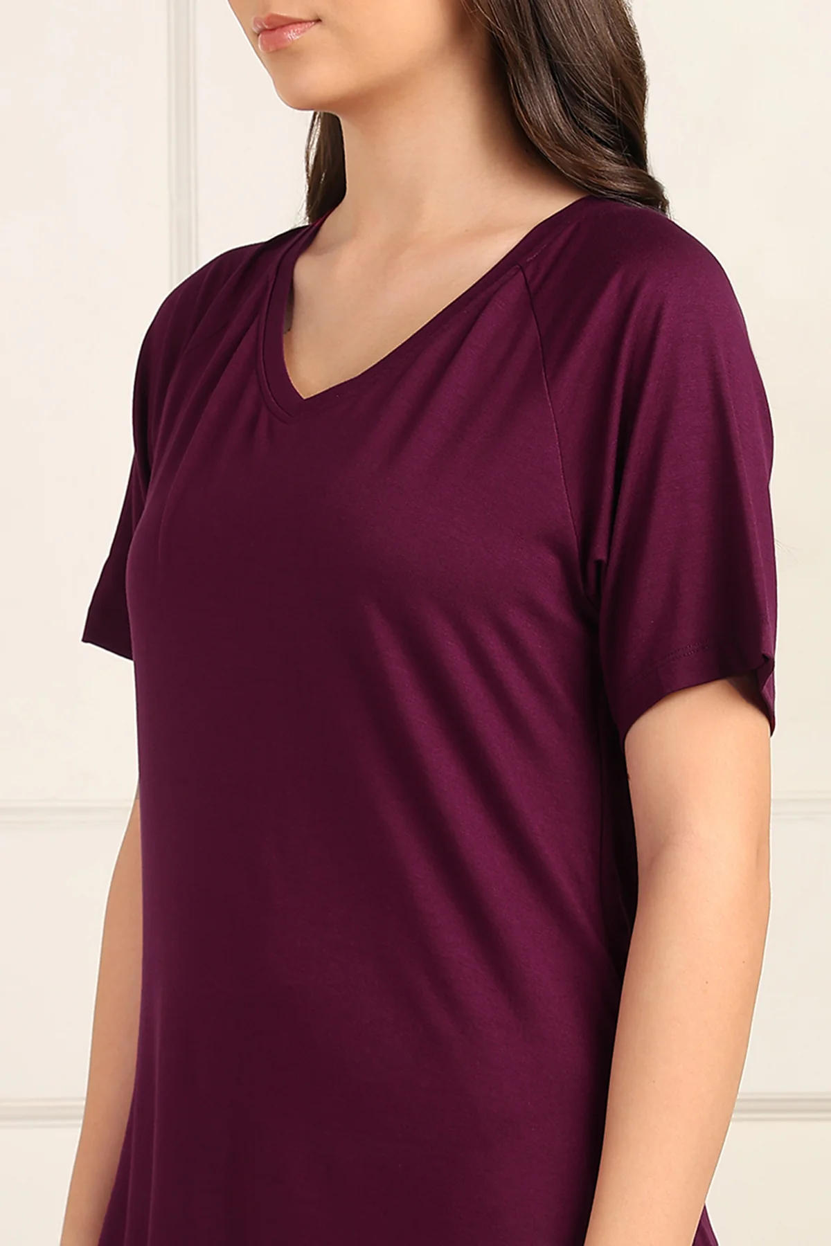 Burgundy Maternity Nursing Top & Shorts Set - Image 4